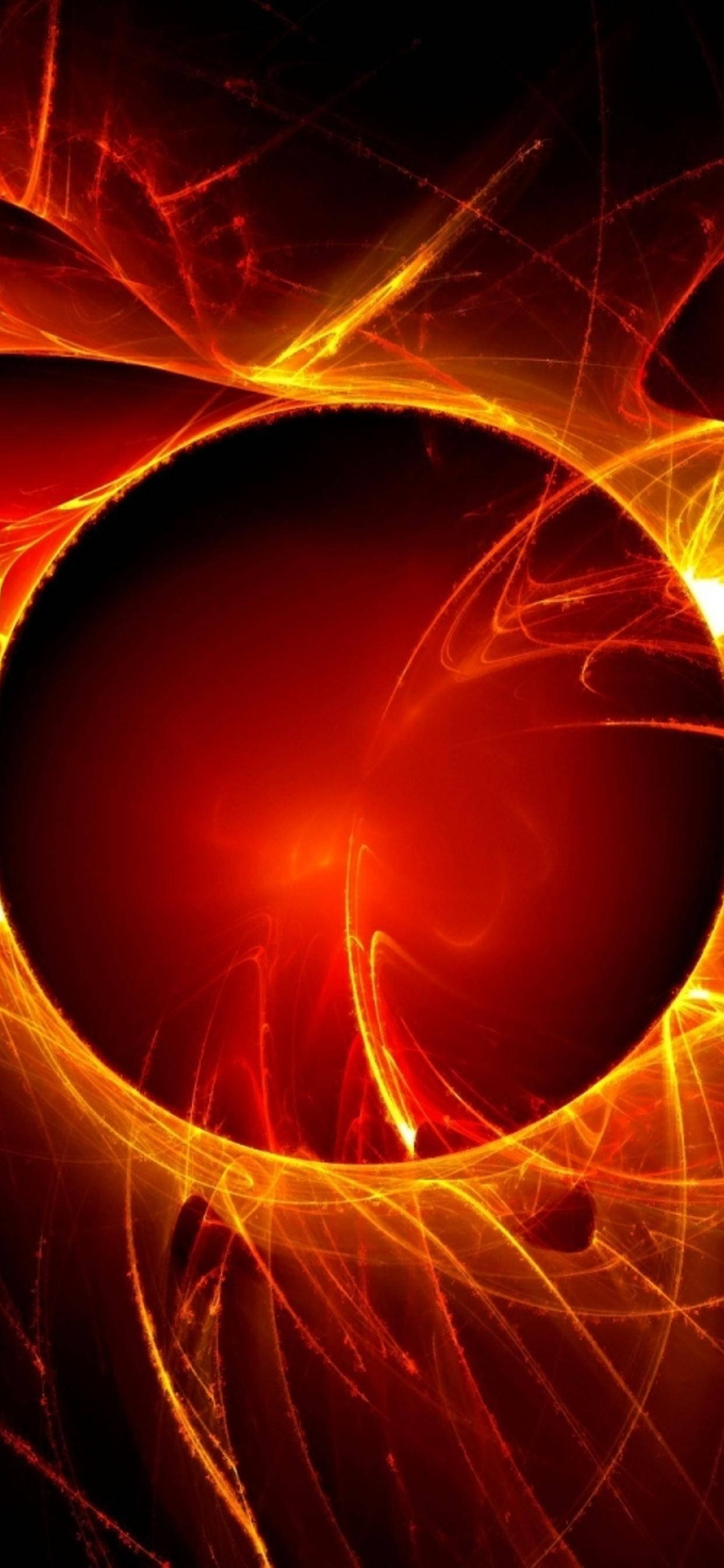 iPhone 11 Pro Red, fiery abstract vortex, glowing orange and red energy, 2K Phone Wallpaper