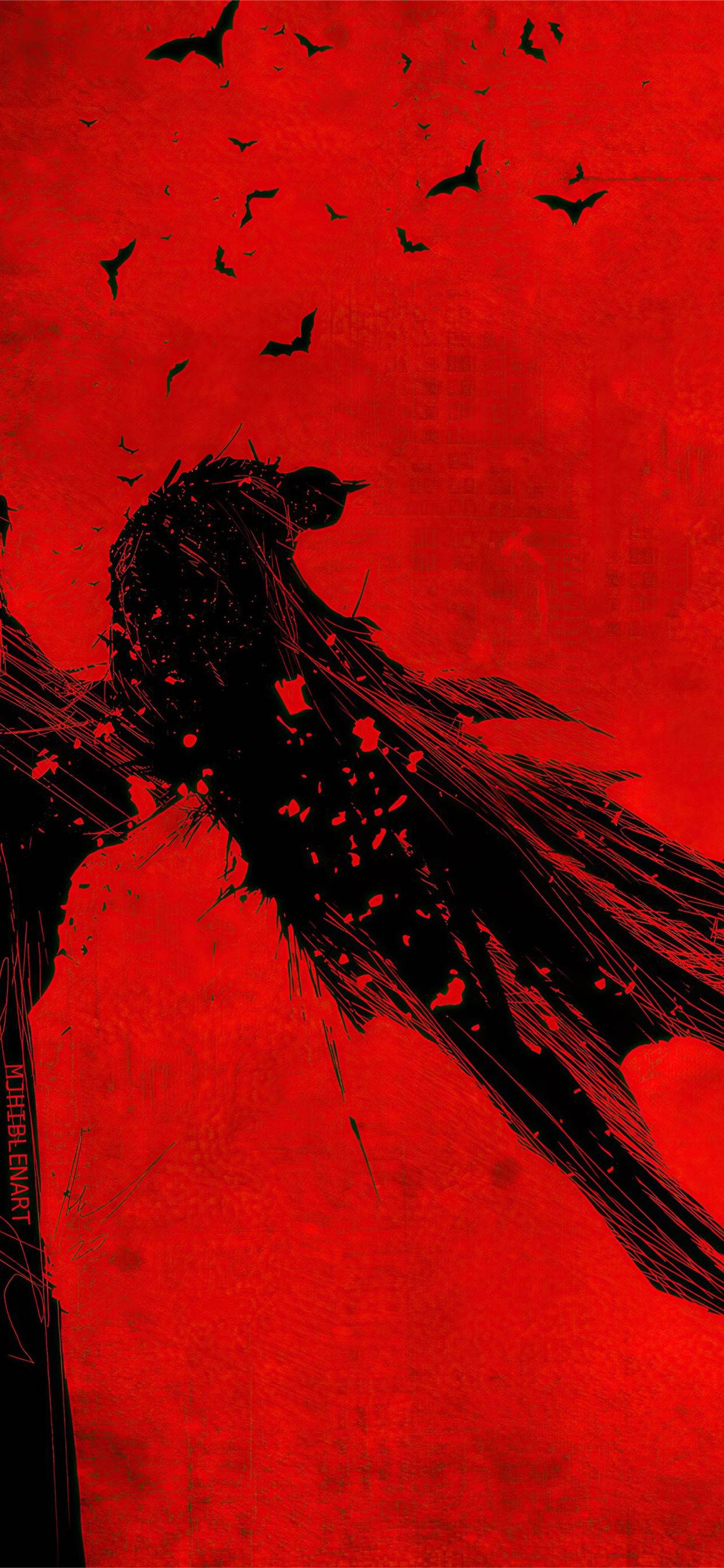 iPhone 11 Pro Red, angel, winged figure, 2K Phone Wallpaper