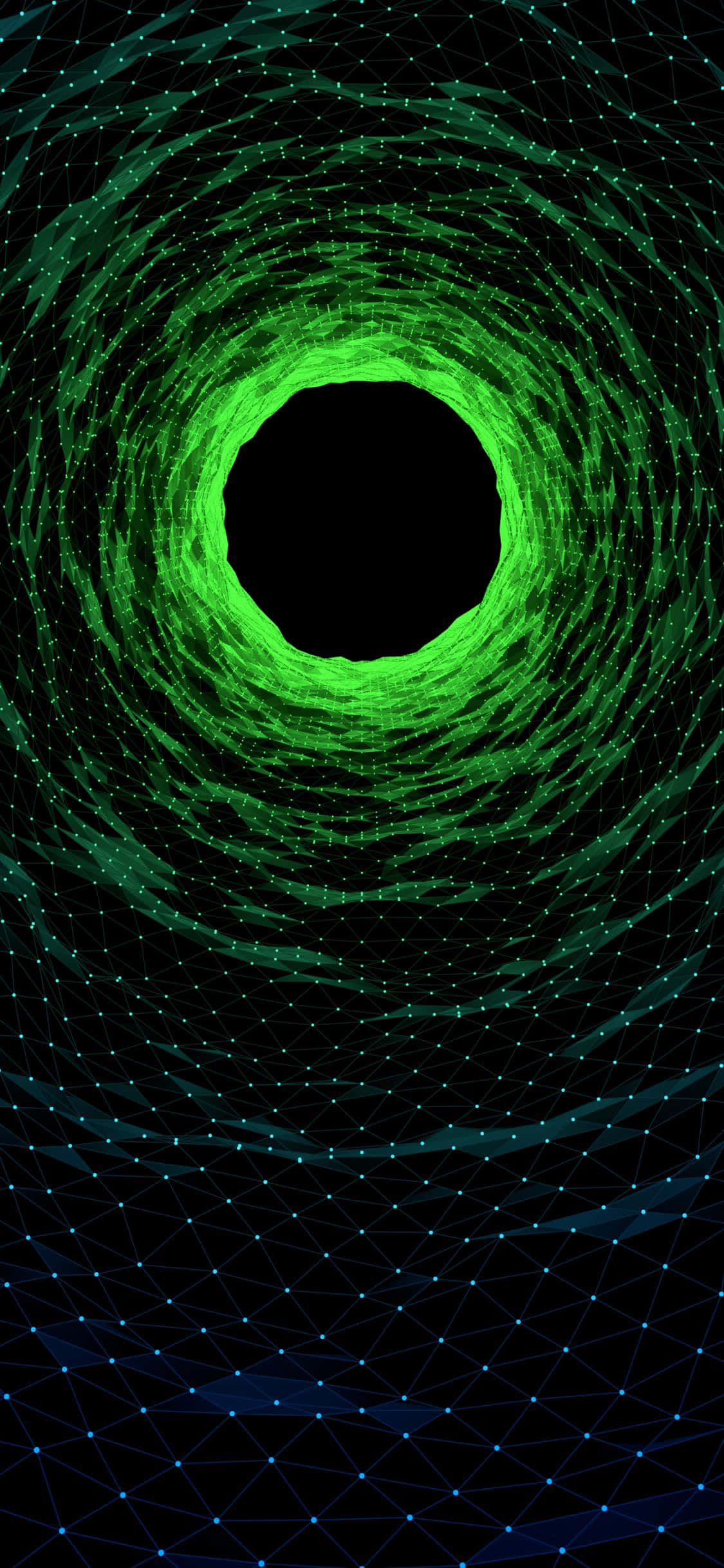 iPhone 11 Pro, glowing green lines, black center, Full HD Phone Wallpaper