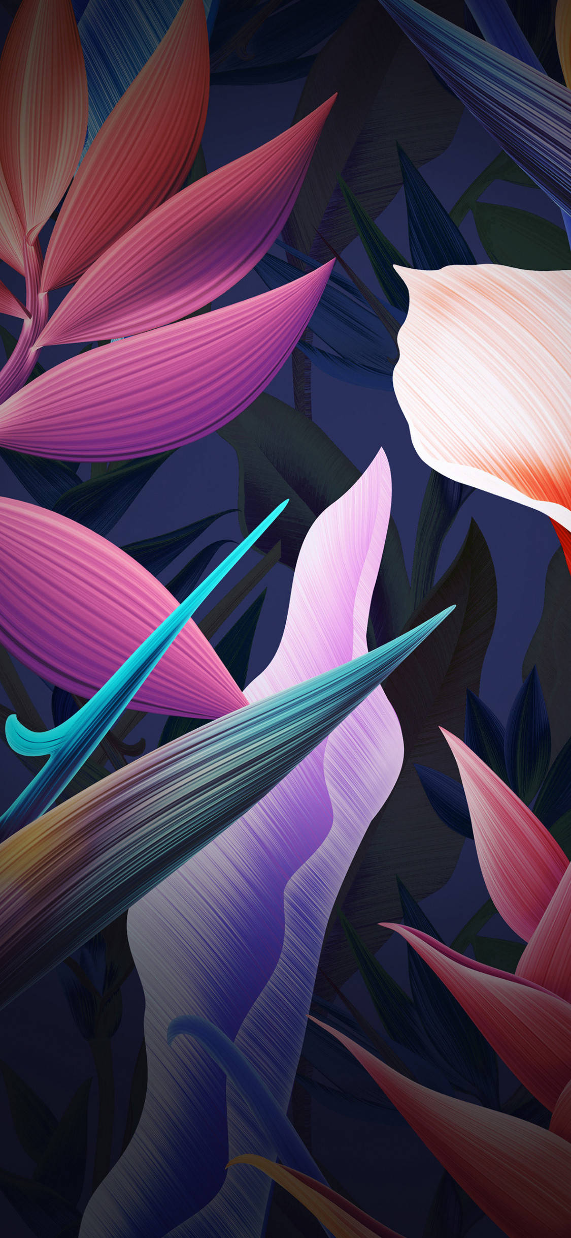 iPhone, purple aesthetic, tropical leaves, Full HD Phone Wallpaper