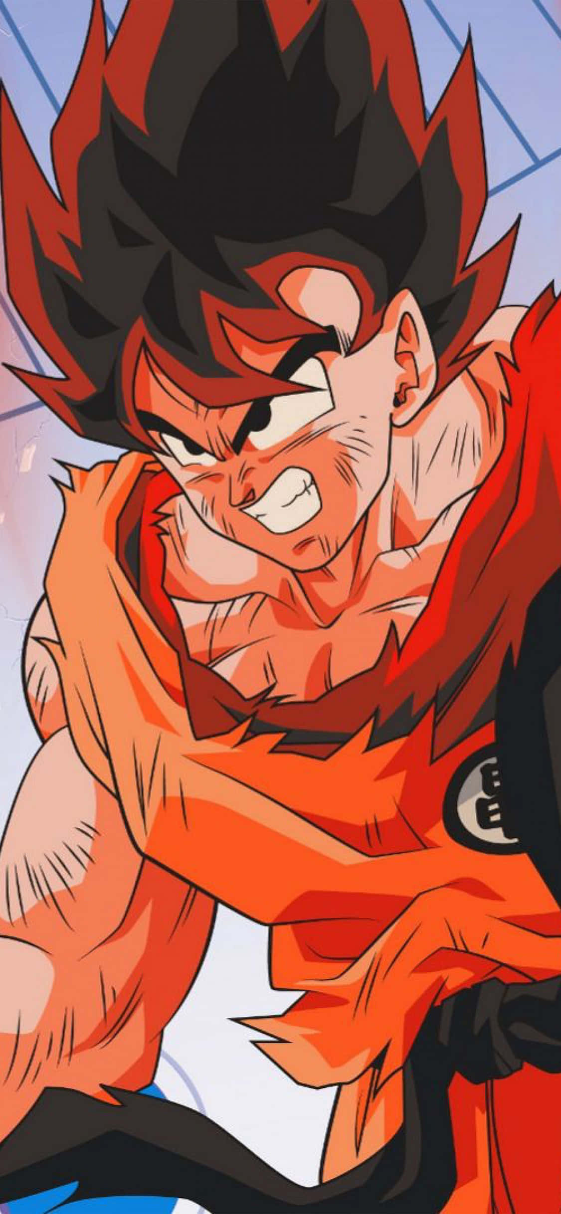 iPhone 11 Red Anime, spiky black and red hair, orange gi, Full HD Phone Wallpaper