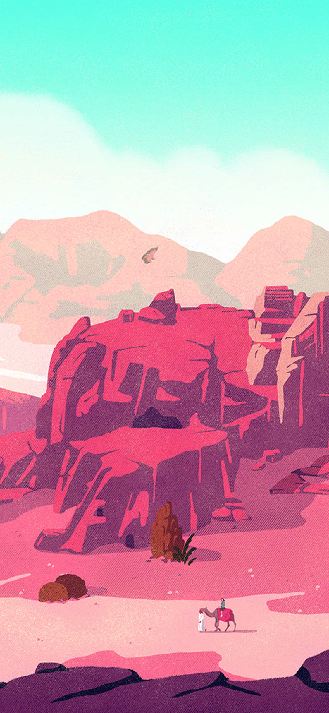 iPhone 11, Red Anime, pink desert landscape, Full HD Phone Wallpaper
