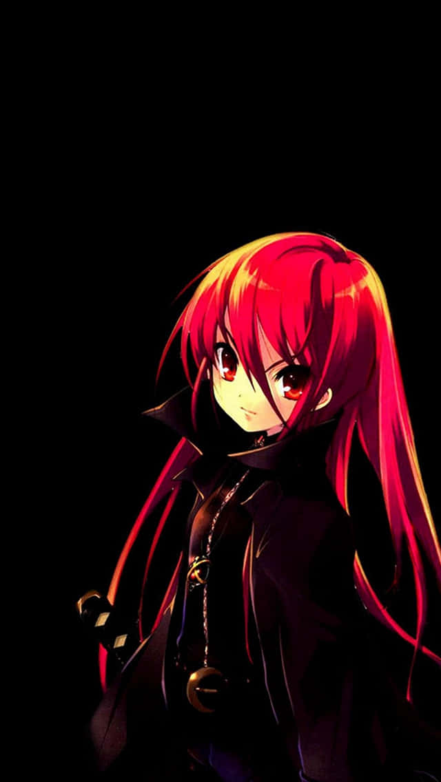 iPhone 11, red, anime girl, SD Phone Wallpaper