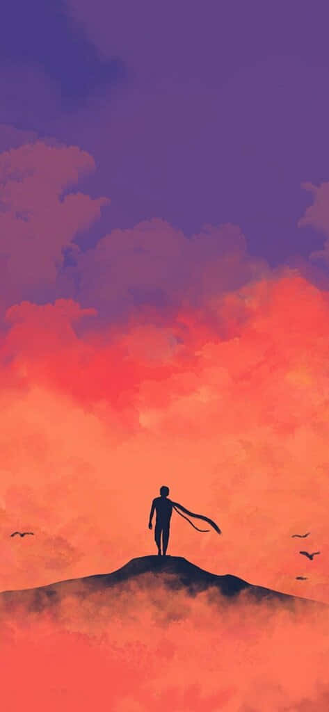 iPhone 11, Red Anime, fiery sunset sky, SD Phone Wallpaper