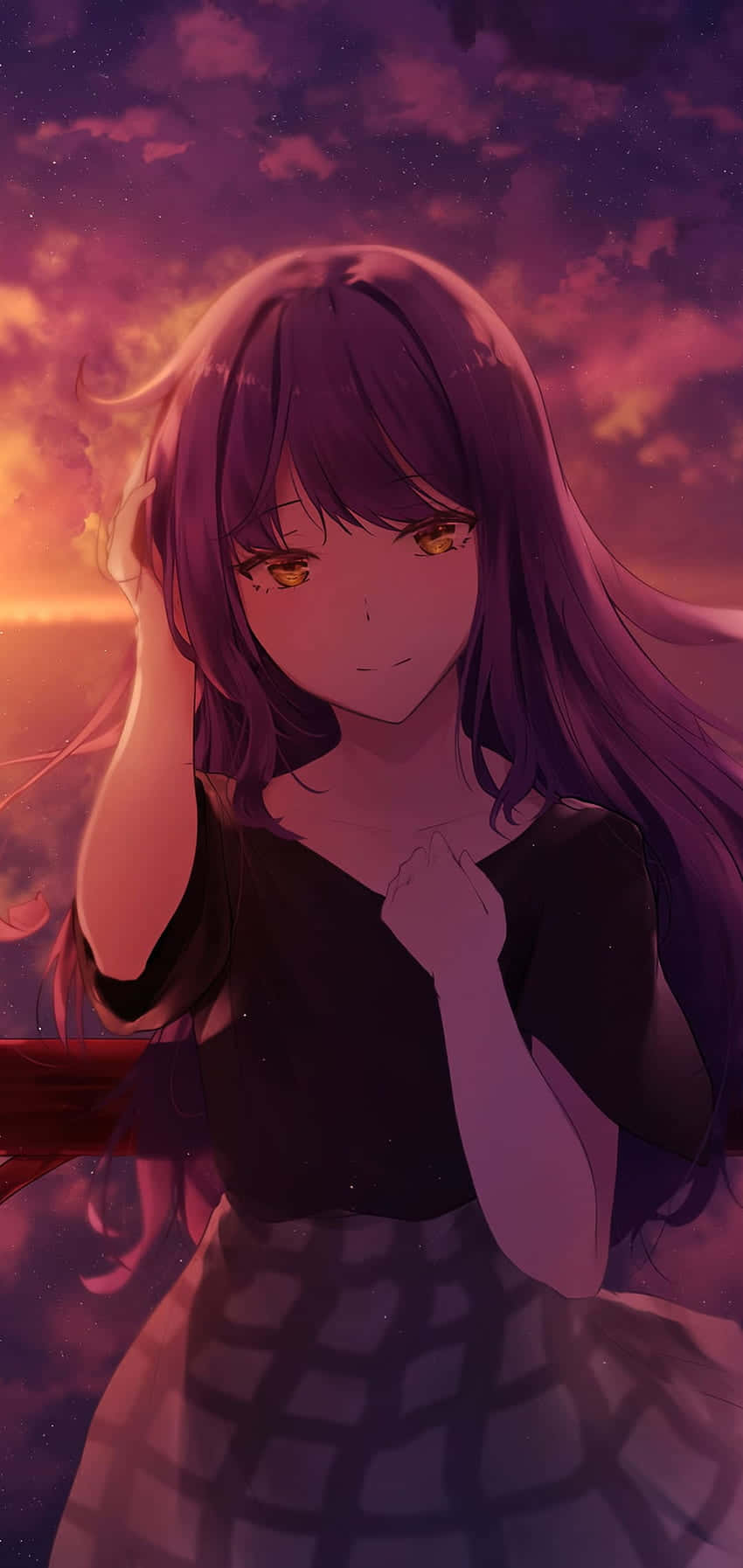iPhone 11 Red Anime, purple hair, golden eyes, HD Phone Wallpaper
