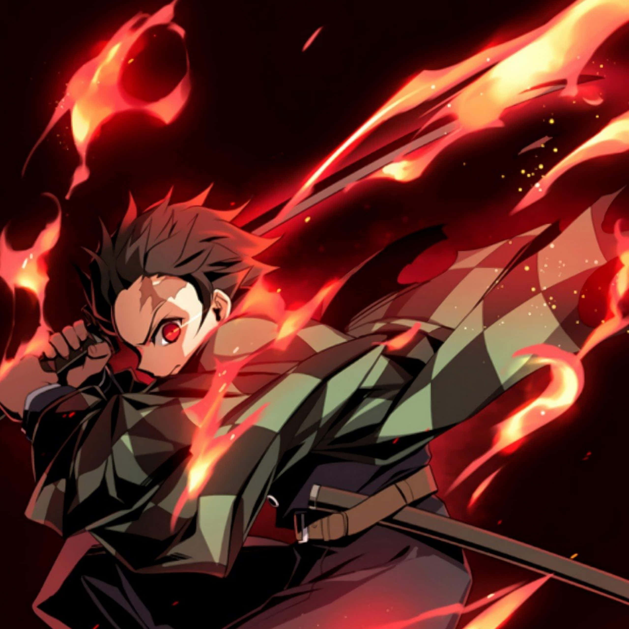 iPhone 11, Red Anime, fiery anime warrior, 2K Desktop Wallpaper
