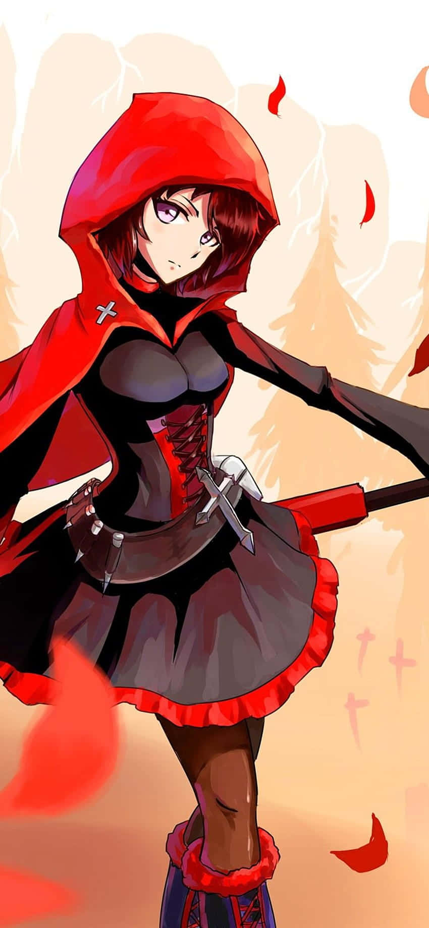 iPhone 11 Red Anime, anime girl, red hooded cloak, HD Phone Wallpaper