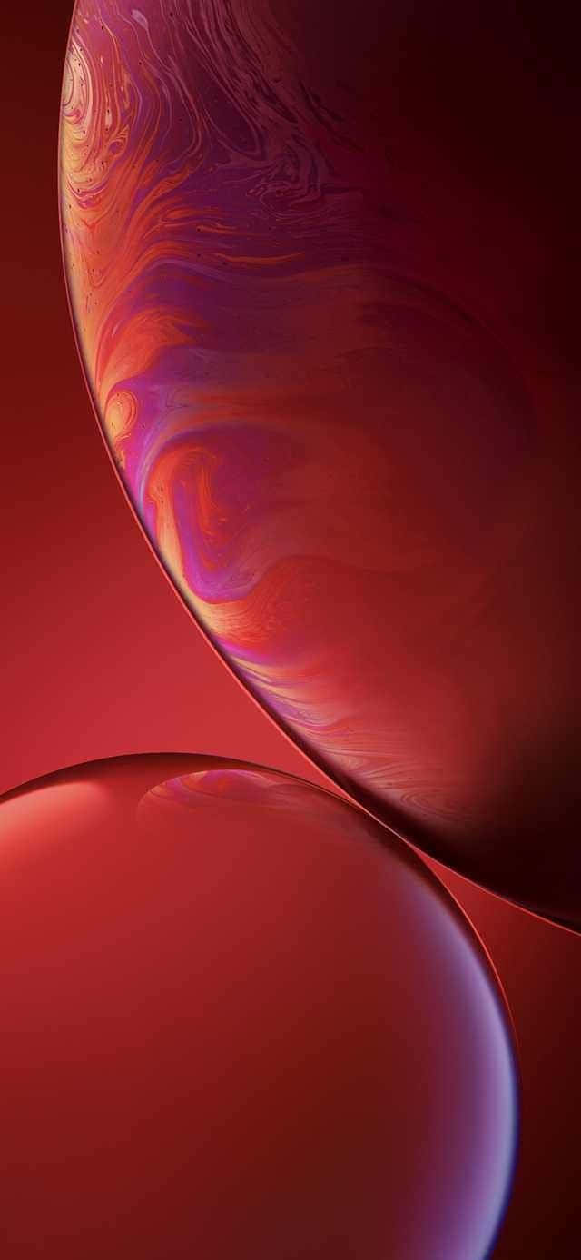 iPhone 11 Red, glossy spheres, swirling red purple and orange liquid patterns, HD Phone Wallpaper