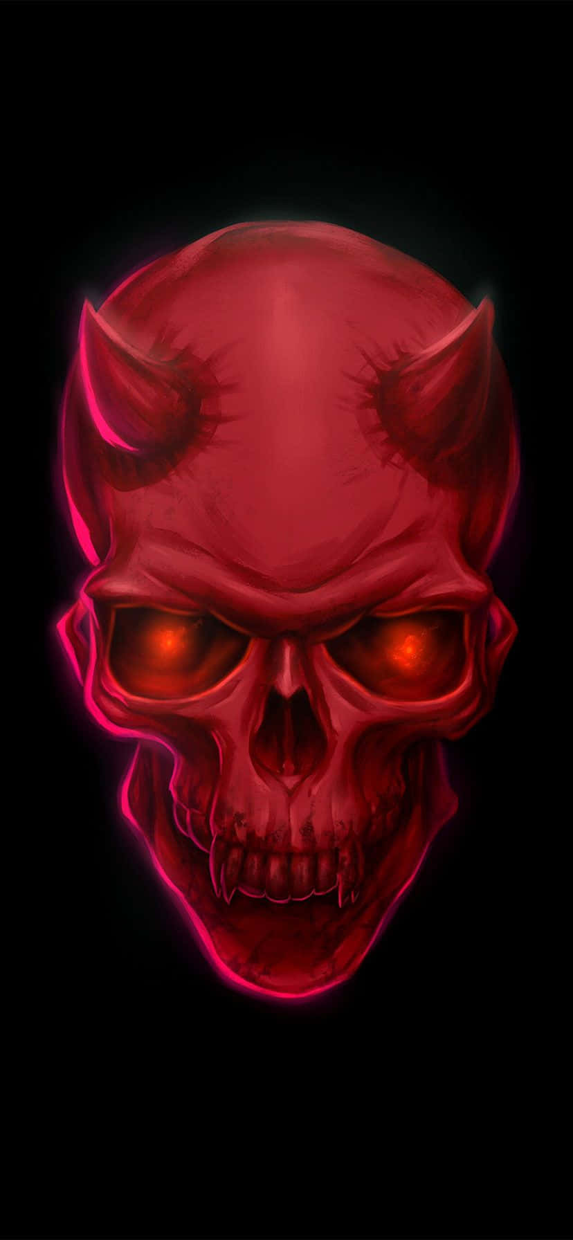 iPhone 11 Red, demonic skull, glowing red, HD Phone Wallpaper