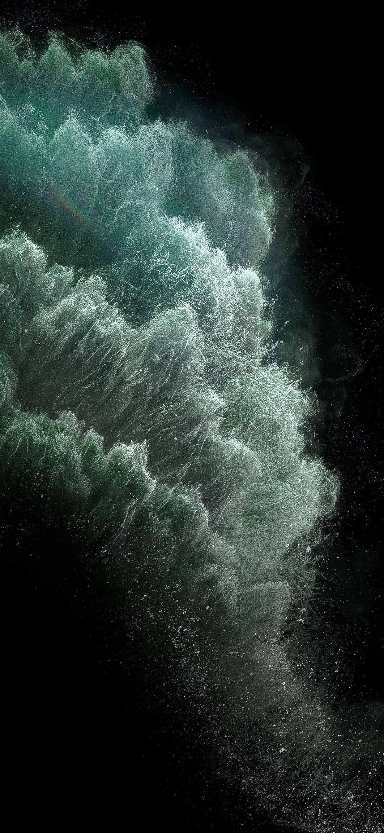 iPhone 11, turquoise wave, darkness, 2K Phone Wallpaper