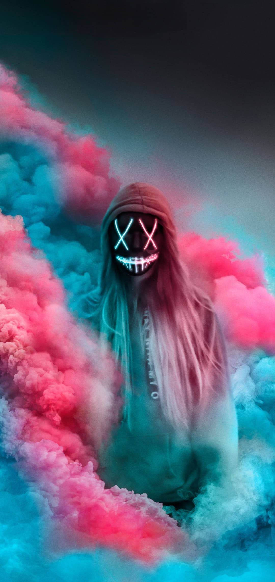 iPhone 11, neon mask, glowing X eyes, Full HD Phone Wallpaper