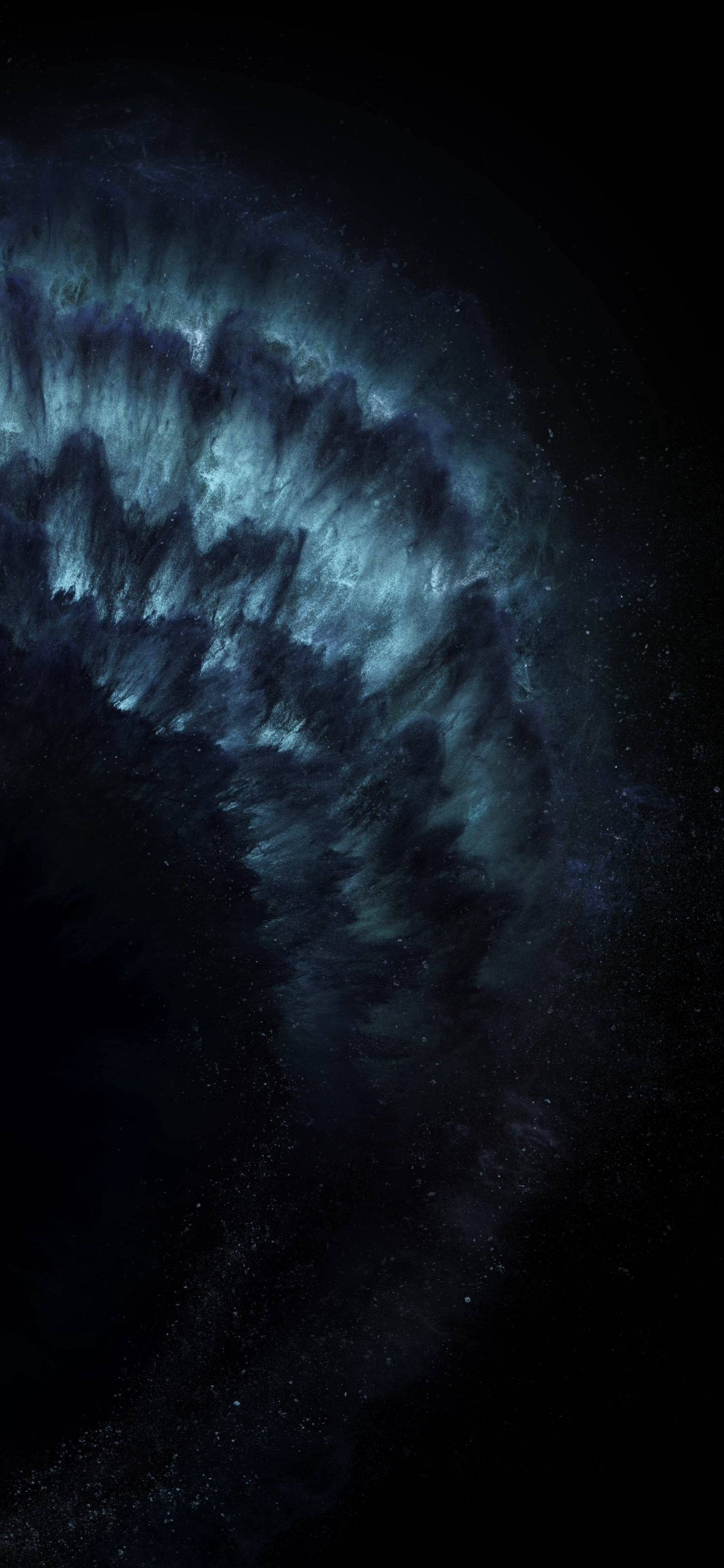 iPhone 11, dark waves, cosmic nebula, 2K Phone Wallpaper