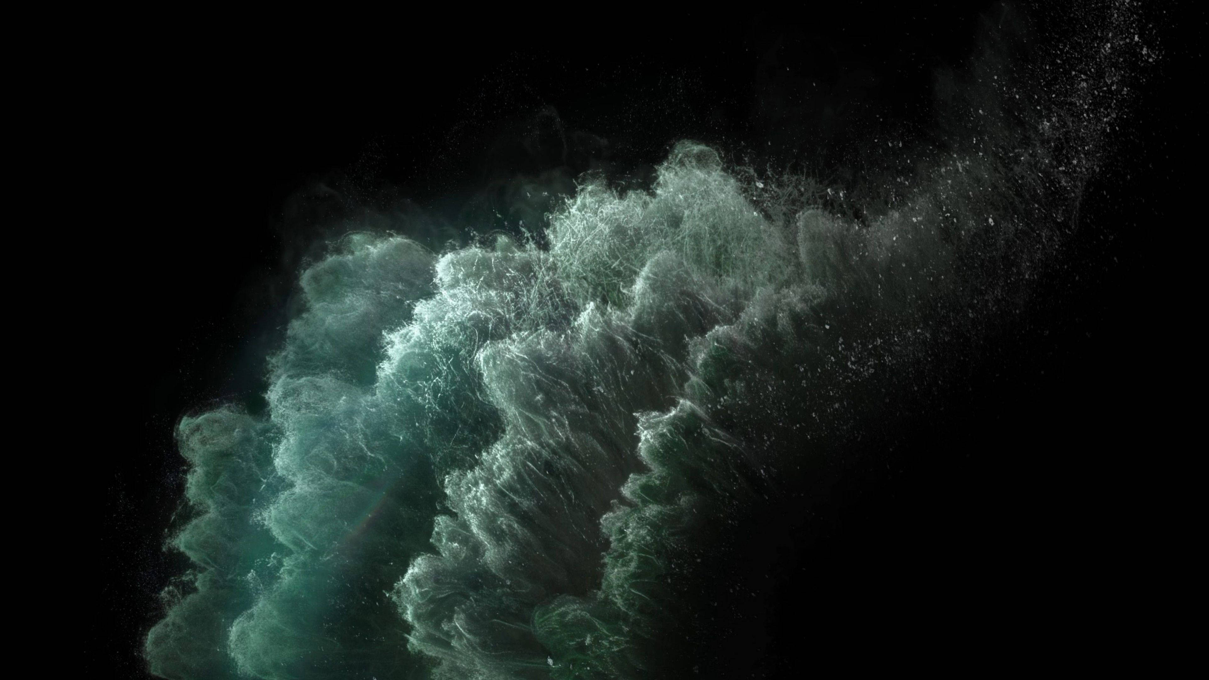 iPhone 11, turquoise wave, sparkling droplets, 4K Desktop Wallpaper