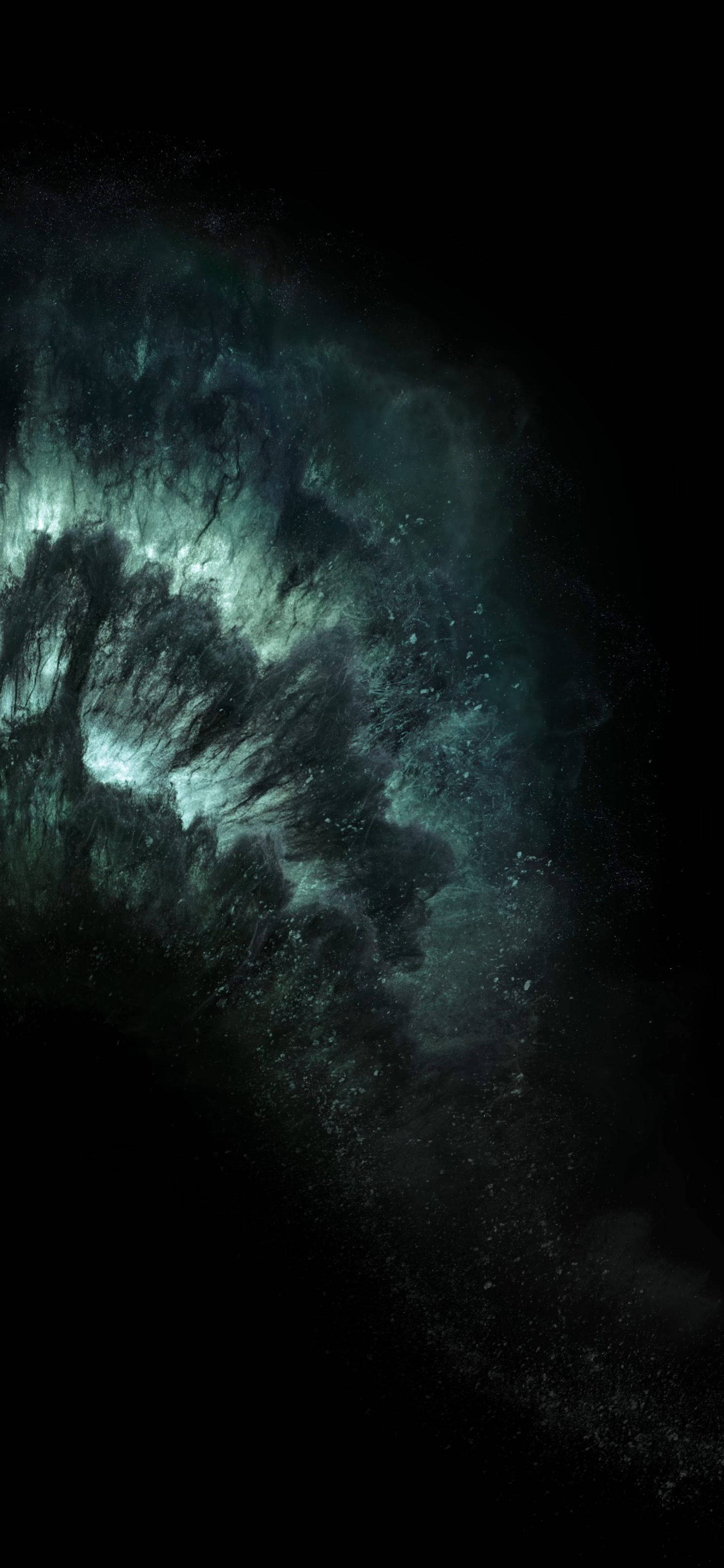 iPhone 11, luminous smoke, cosmic nebula, 2K Phone Wallpaper