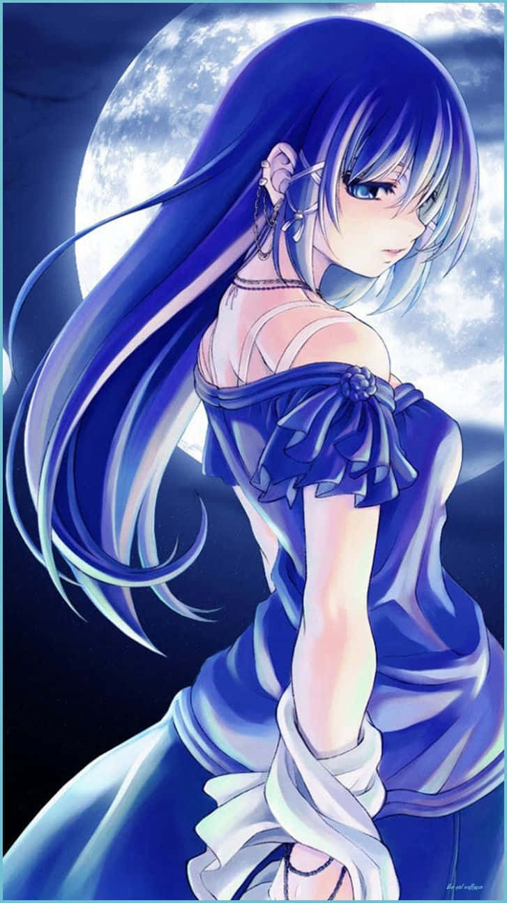iPhone 12, anime, blue-haired anime girl, HD Phone Wallpaper