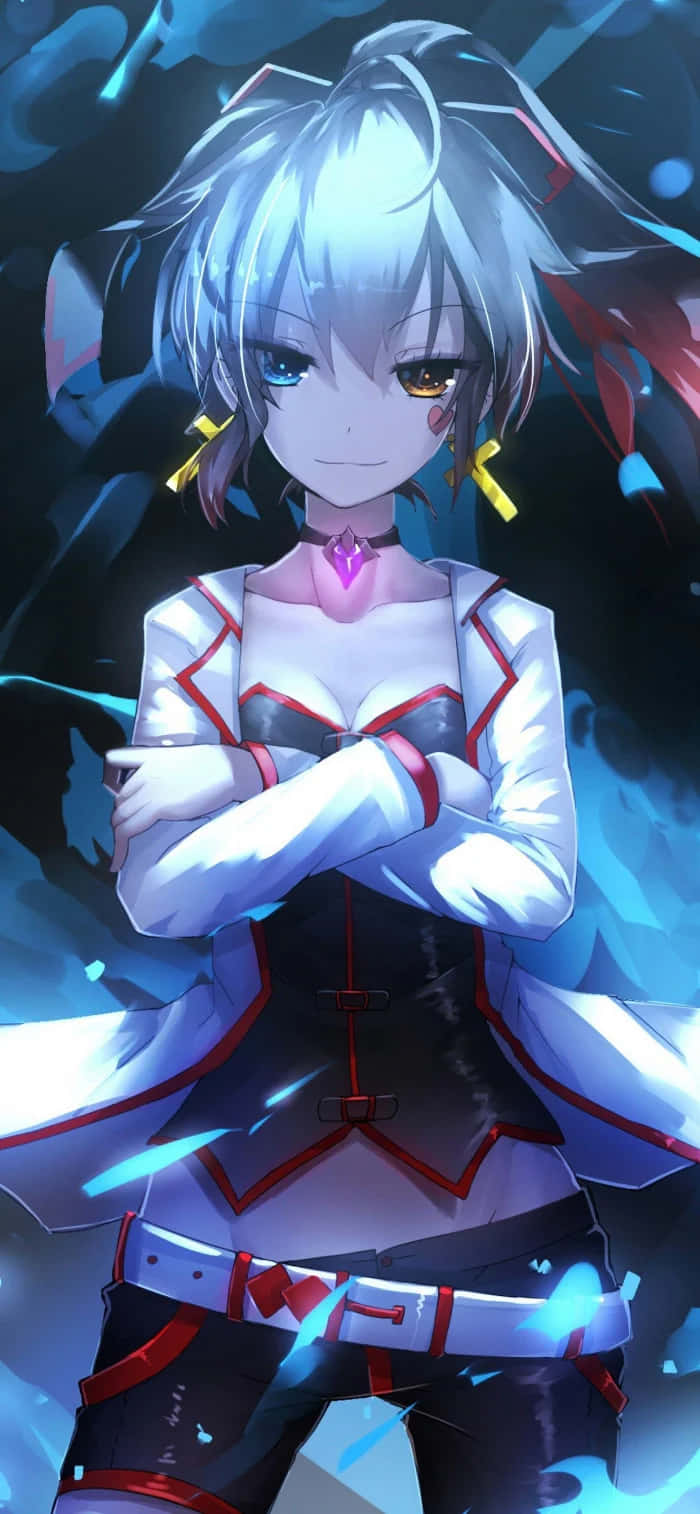 iPhone 12, anime girl, blue flame, HD Phone Wallpaper