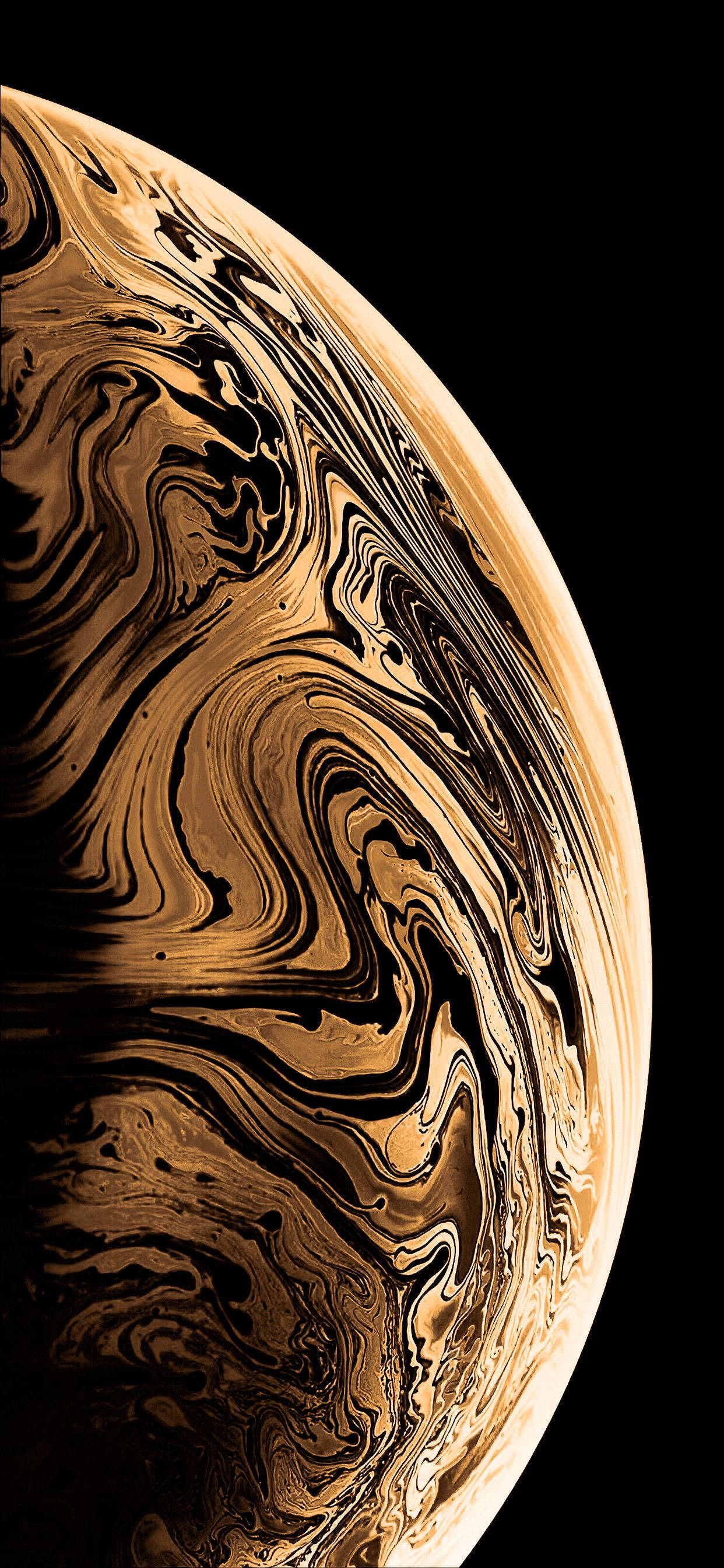 iPhone 12 Pro Max Gold, golden planet, dark streaks, 2K Phone Wallpaper
