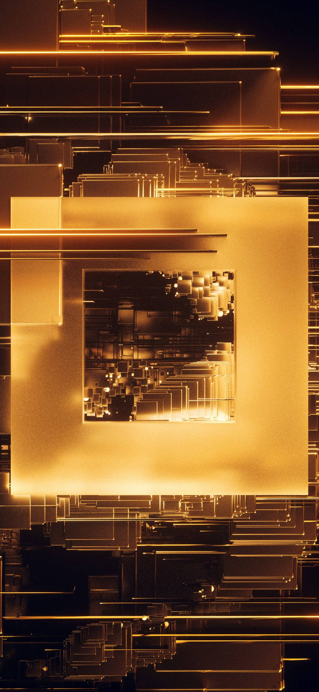 iPhone 12 Pro Max, Gold, abstract cube, 2K Phone Wallpaper