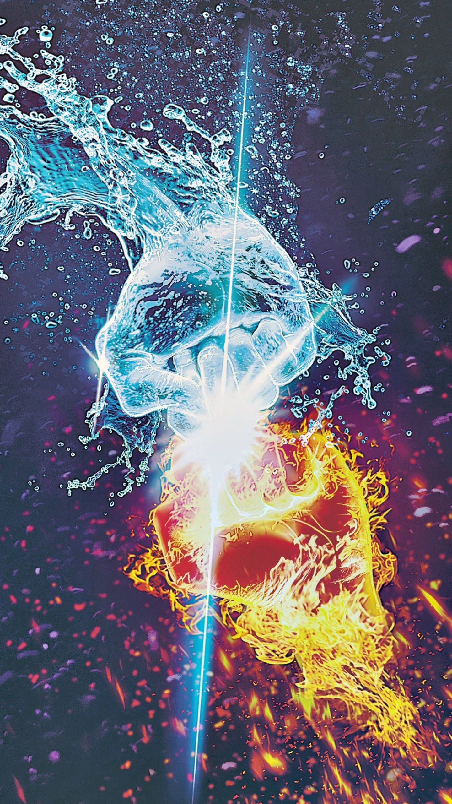 iPhone 12 Pro Max, water, fire, 2K Phone Wallpaper