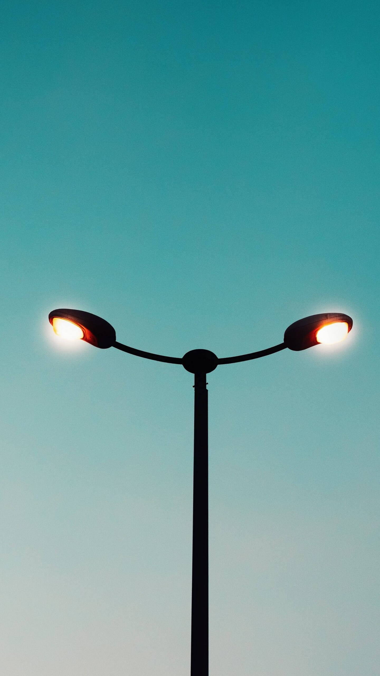 iPhone 12 Pro Max, light post, glowing bulbs, 2K Phone Wallpaper