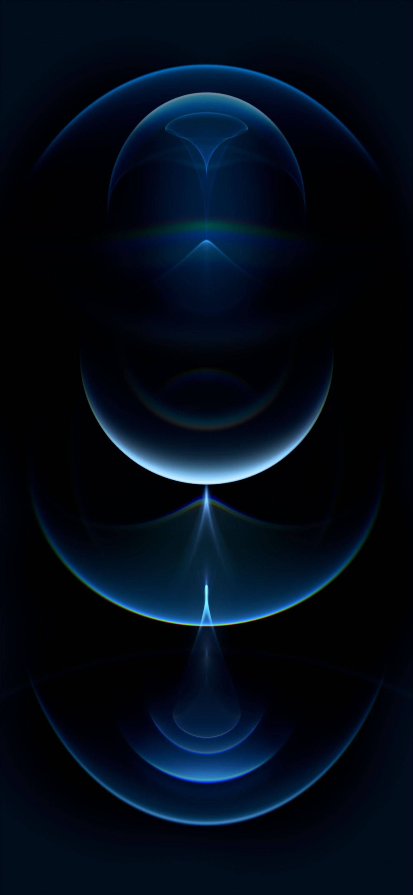 iPhone 12 Pro, glowing blue orbs, light flares, 2K Phone Wallpaper