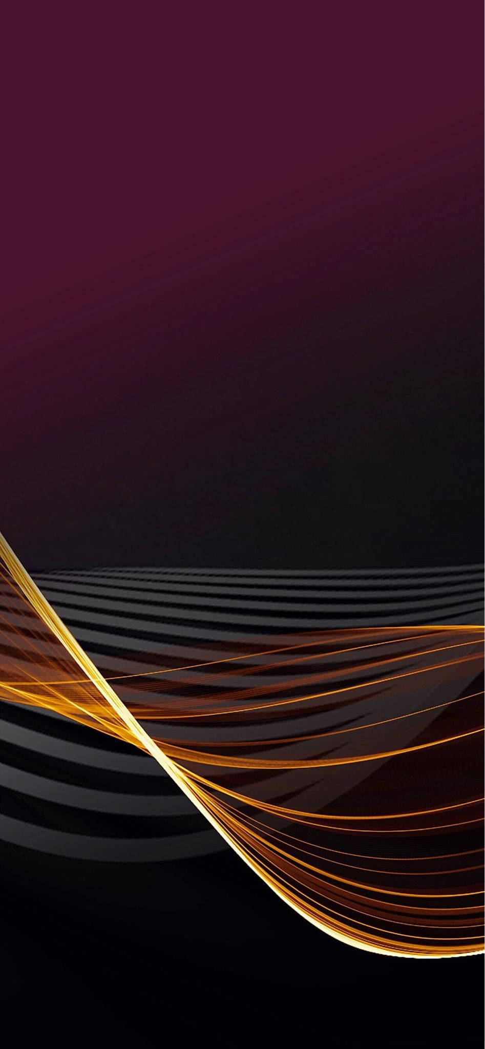 iPhone 12 Pro, golden glowing ribbons, deep maroon to black gradient background, Full HD Phone Wallpaper