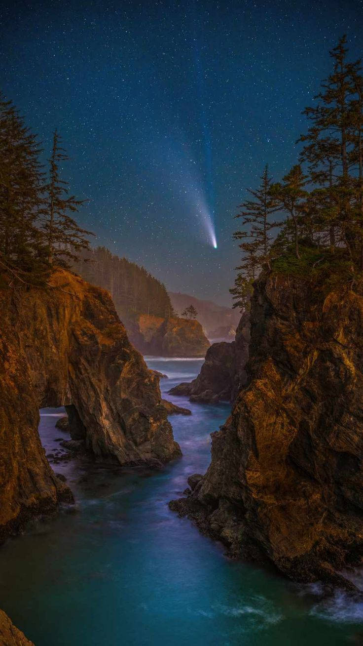 iPhone 12 Pro, starry night sky, comet, HD Phone Wallpaper