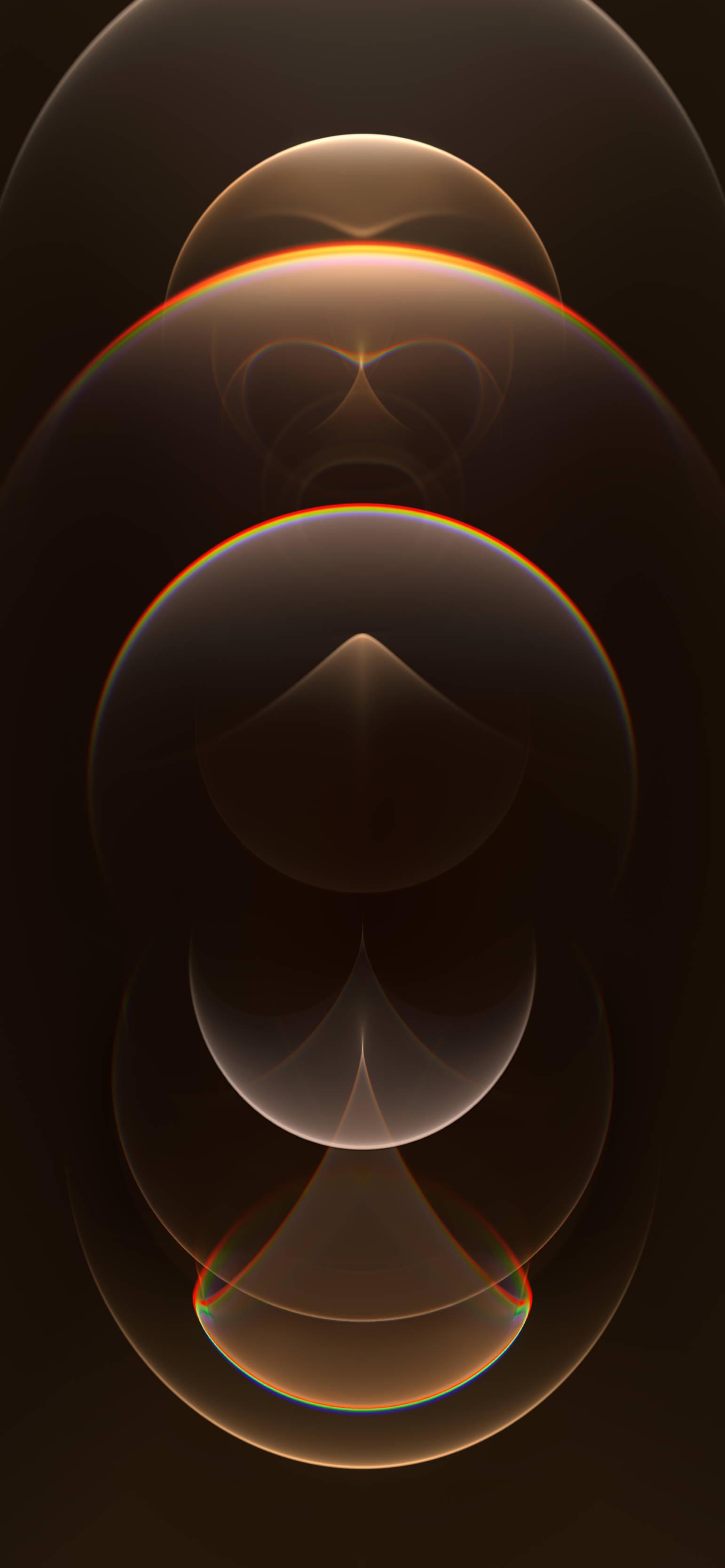 iPhone 12 Pro, gold, glowing amber orbs, 2K Phone Wallpaper