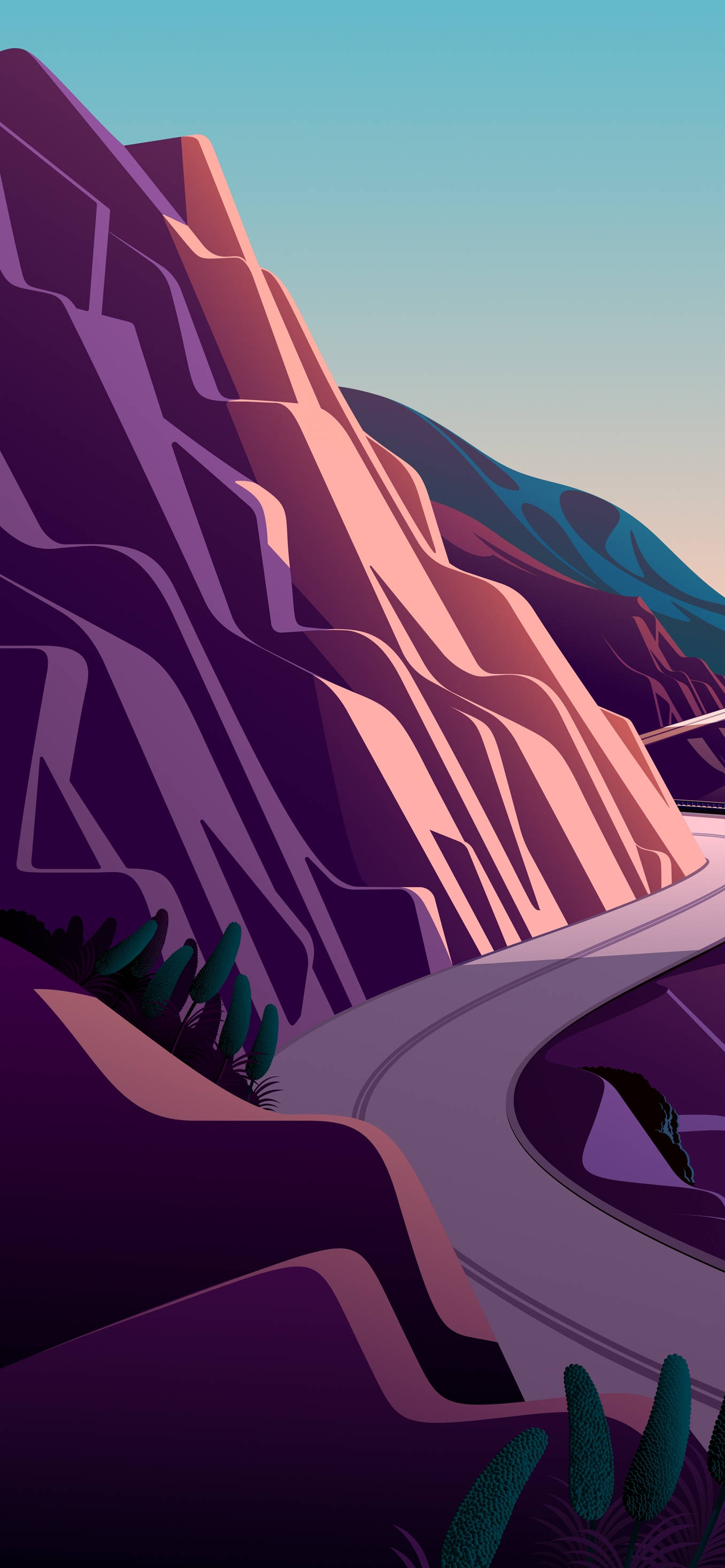 iPhone 12 Pro, mountainside, purple mountain, 2K Phone Wallpaper