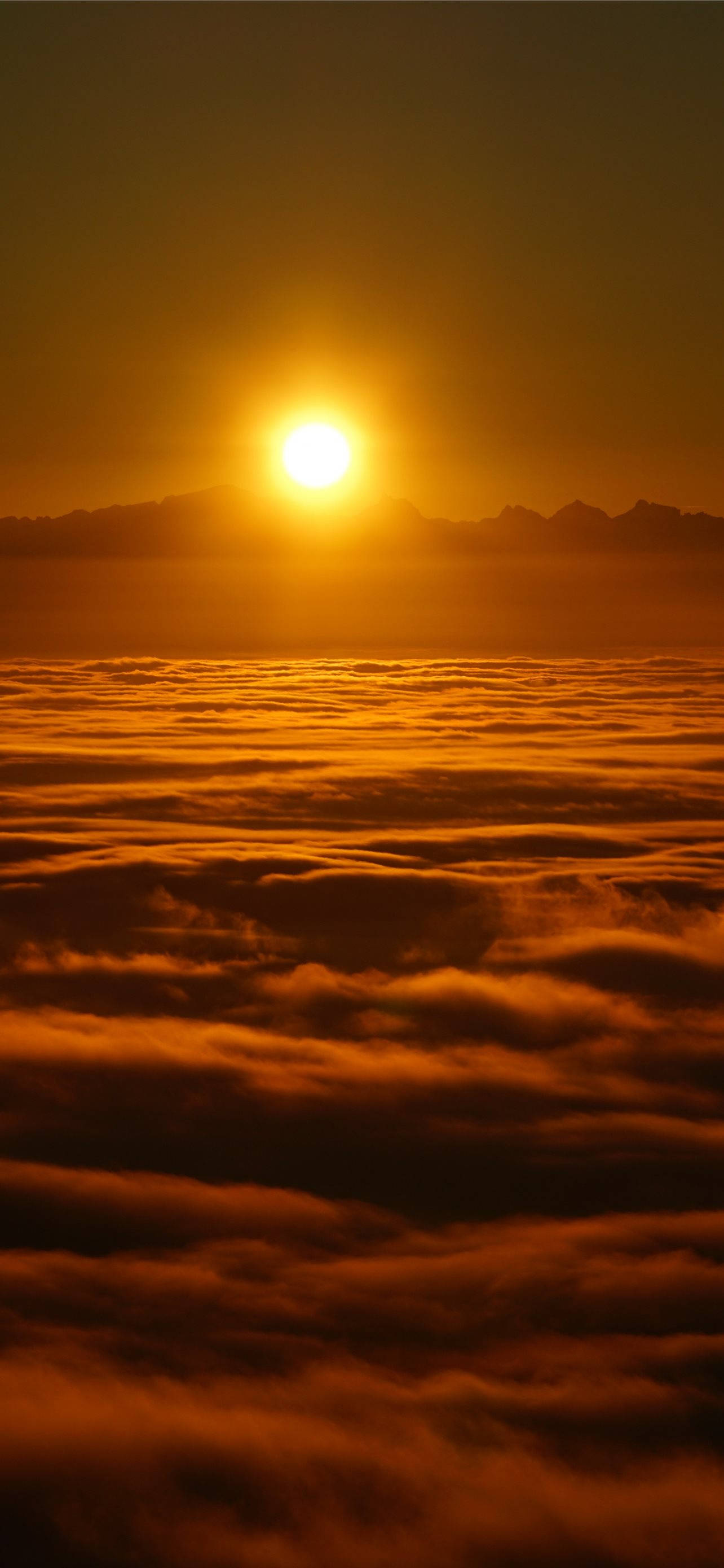 iPhone 12 Pro, sun, mountains, 2K Phone Wallpaper