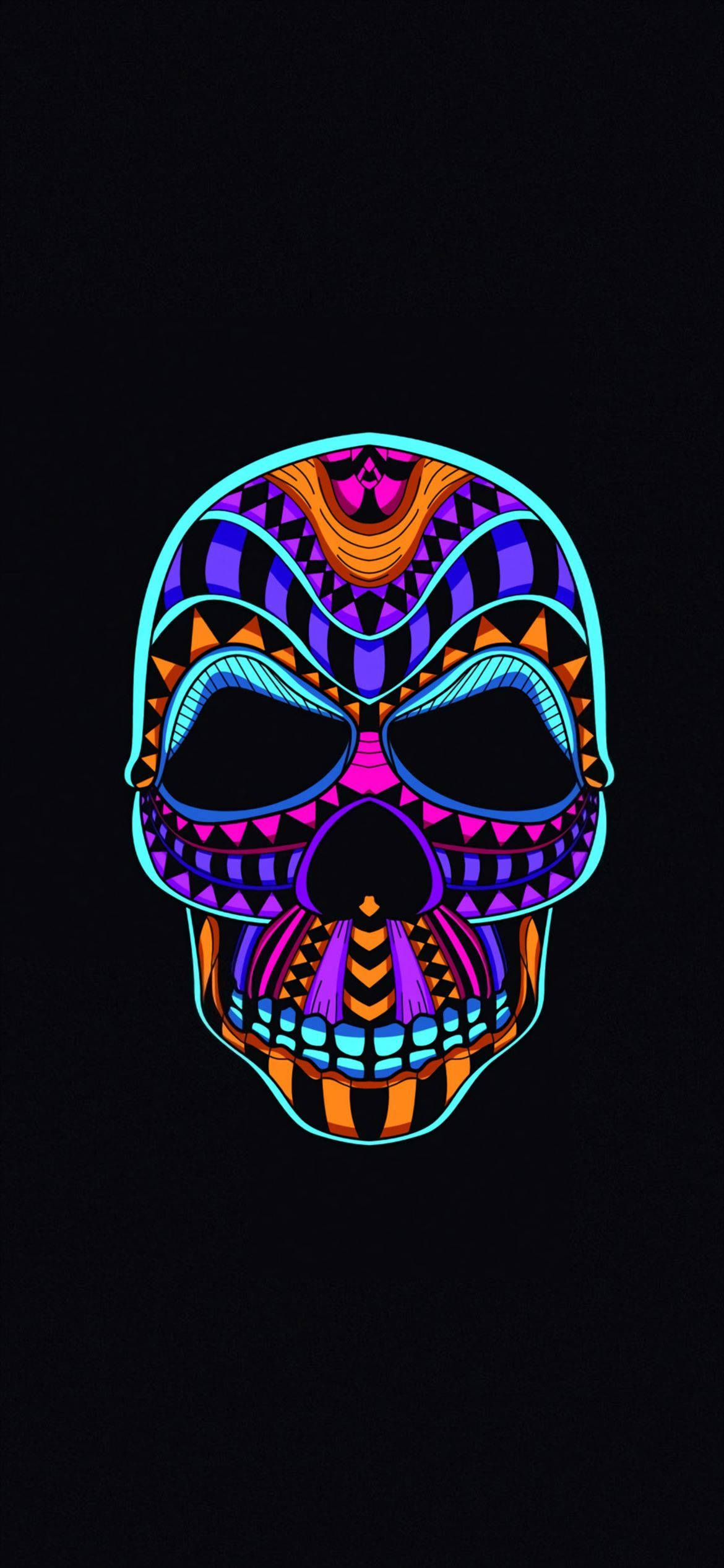 iPhone 12, colorful skull, neon outlines, Full HD Phone Wallpaper