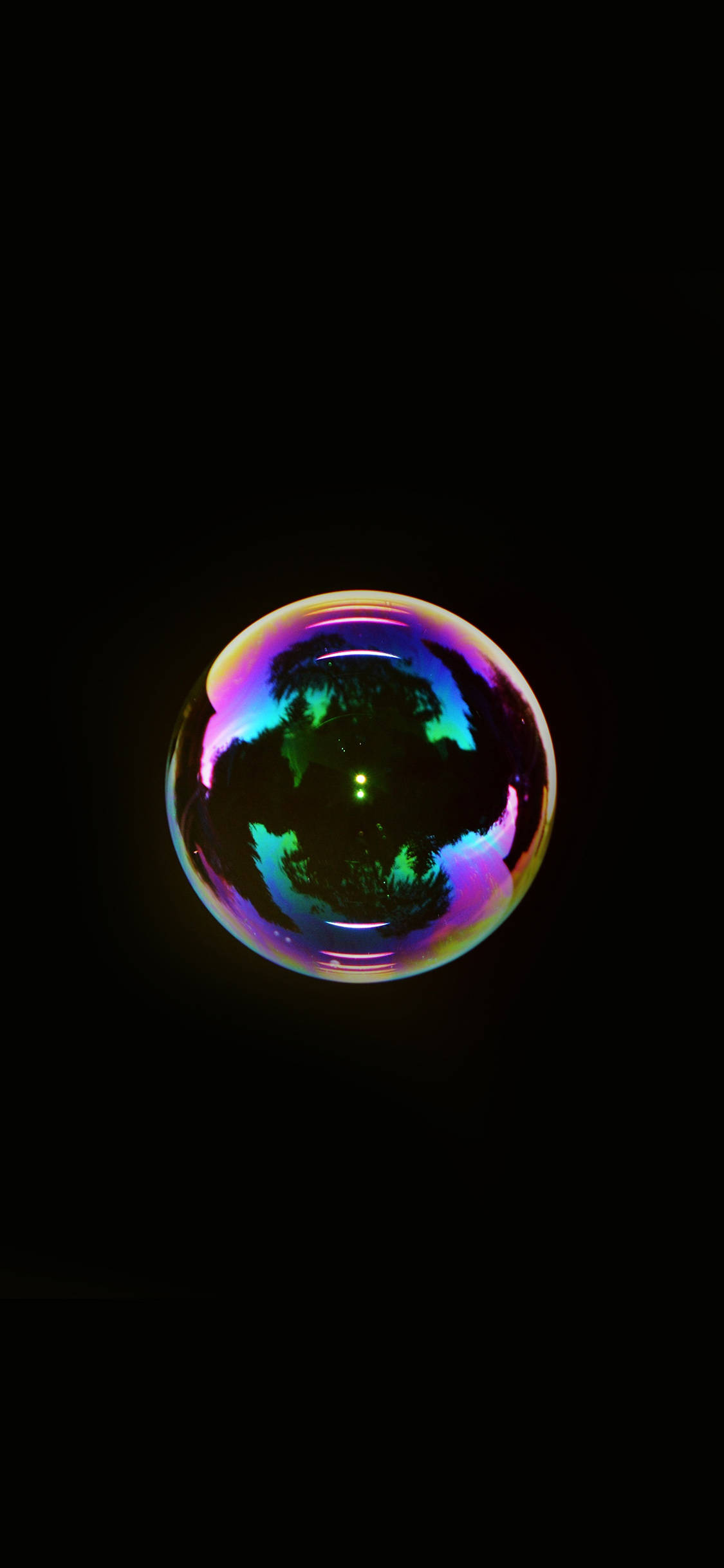 iPhone 12, iridescent soap bubble, pure black background, Full HD Phone Wallpaper