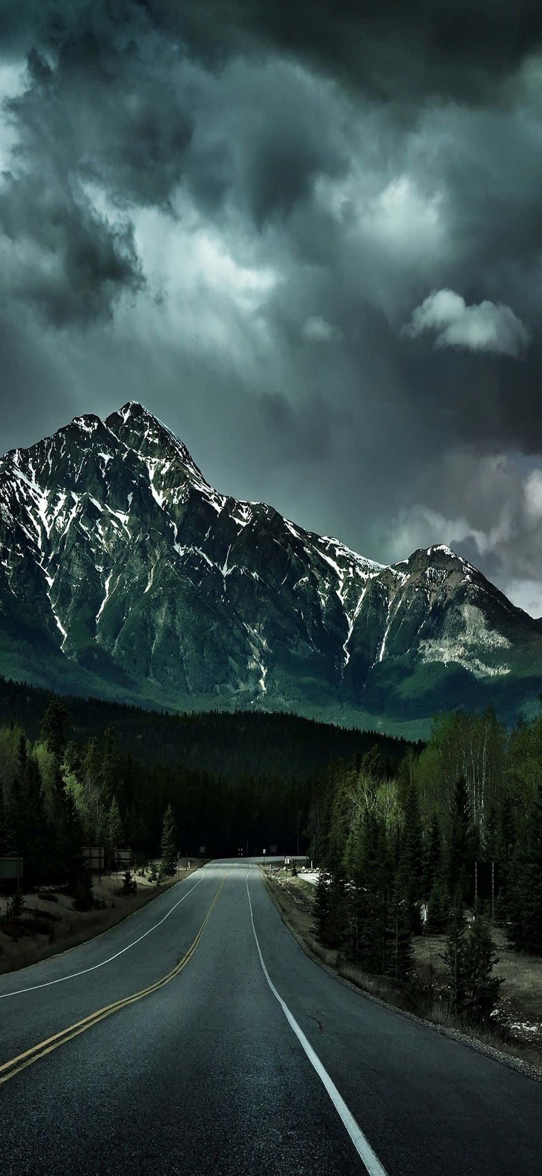 iPhone 13 Mini, winding road, snow-capped mountain, Full HD Phone Wallpaper