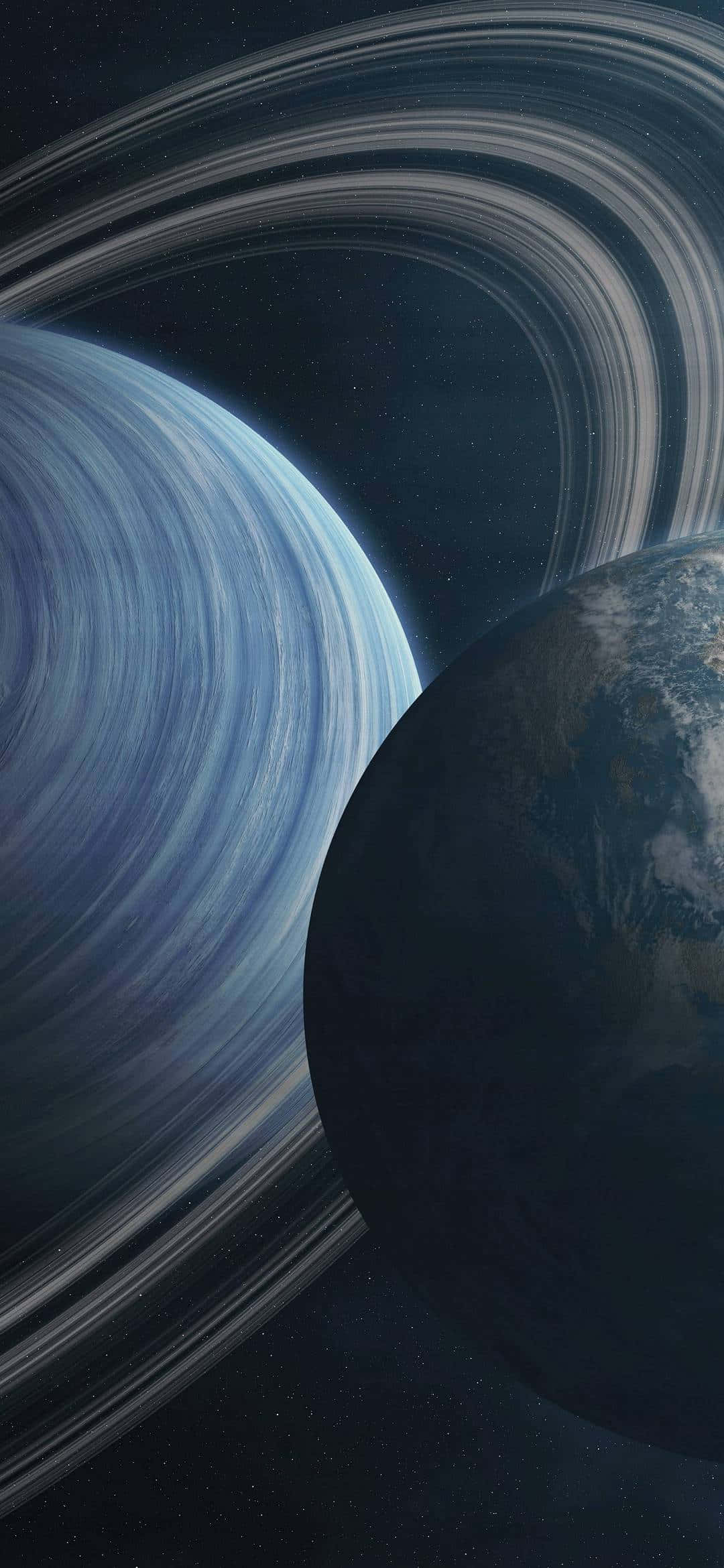 iPhone 13 Mini, blue ringed planet, dark planet, Full HD Phone Wallpaper