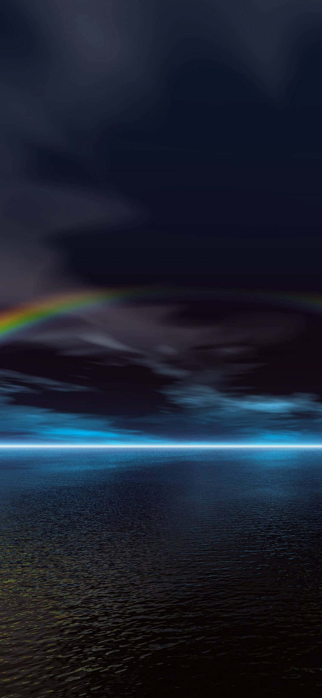 iPhone 13 Mini, glowing blue horizon, dark ocean, Full HD Phone Wallpaper