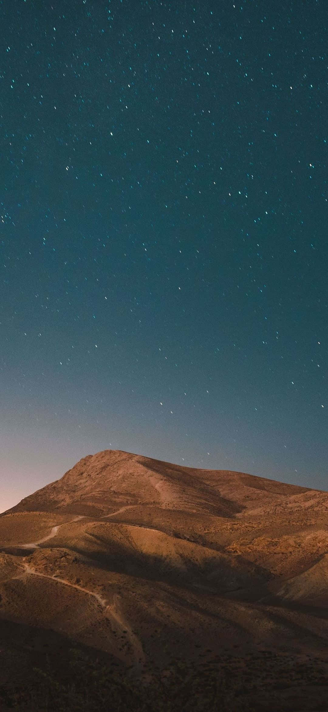 iPhone 13 Mini, starry night sky, desert mountain range, Full HD Phone Wallpaper