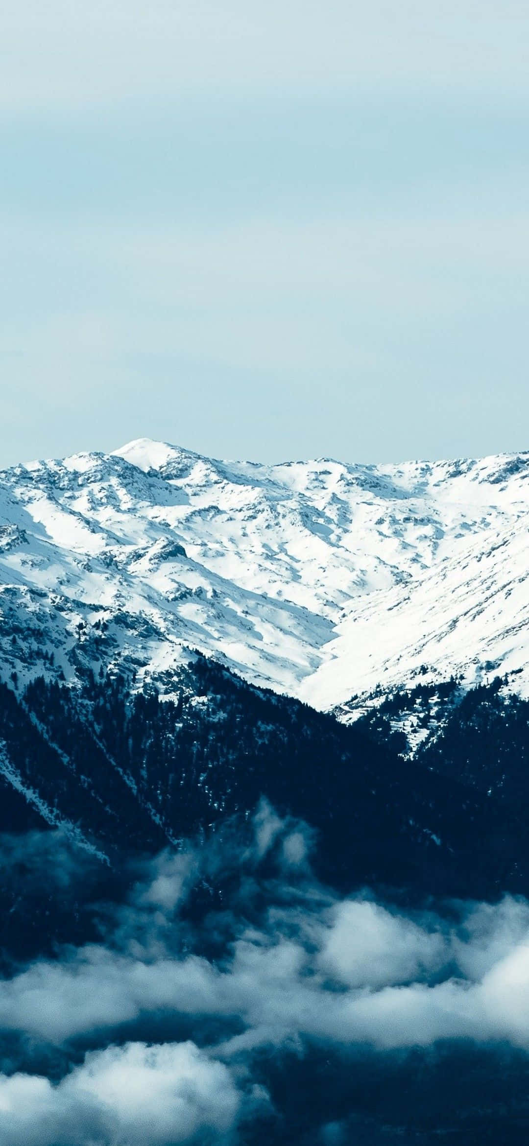 iPhone 13 Mini, snowcapped mountain peaks, sea of clouds, Full HD Phone Wallpaper