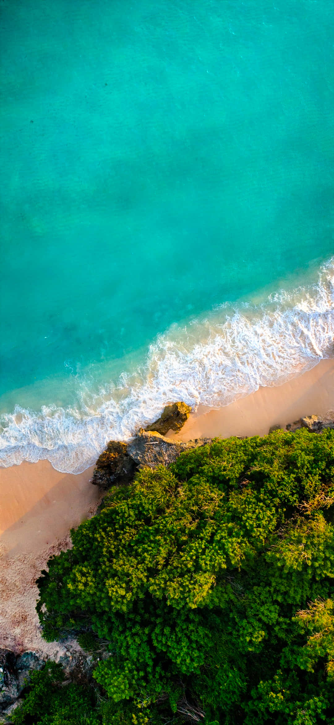 iPhone 13 Mini, turquoise ocean, sandy beach, Full HD Phone Wallpaper