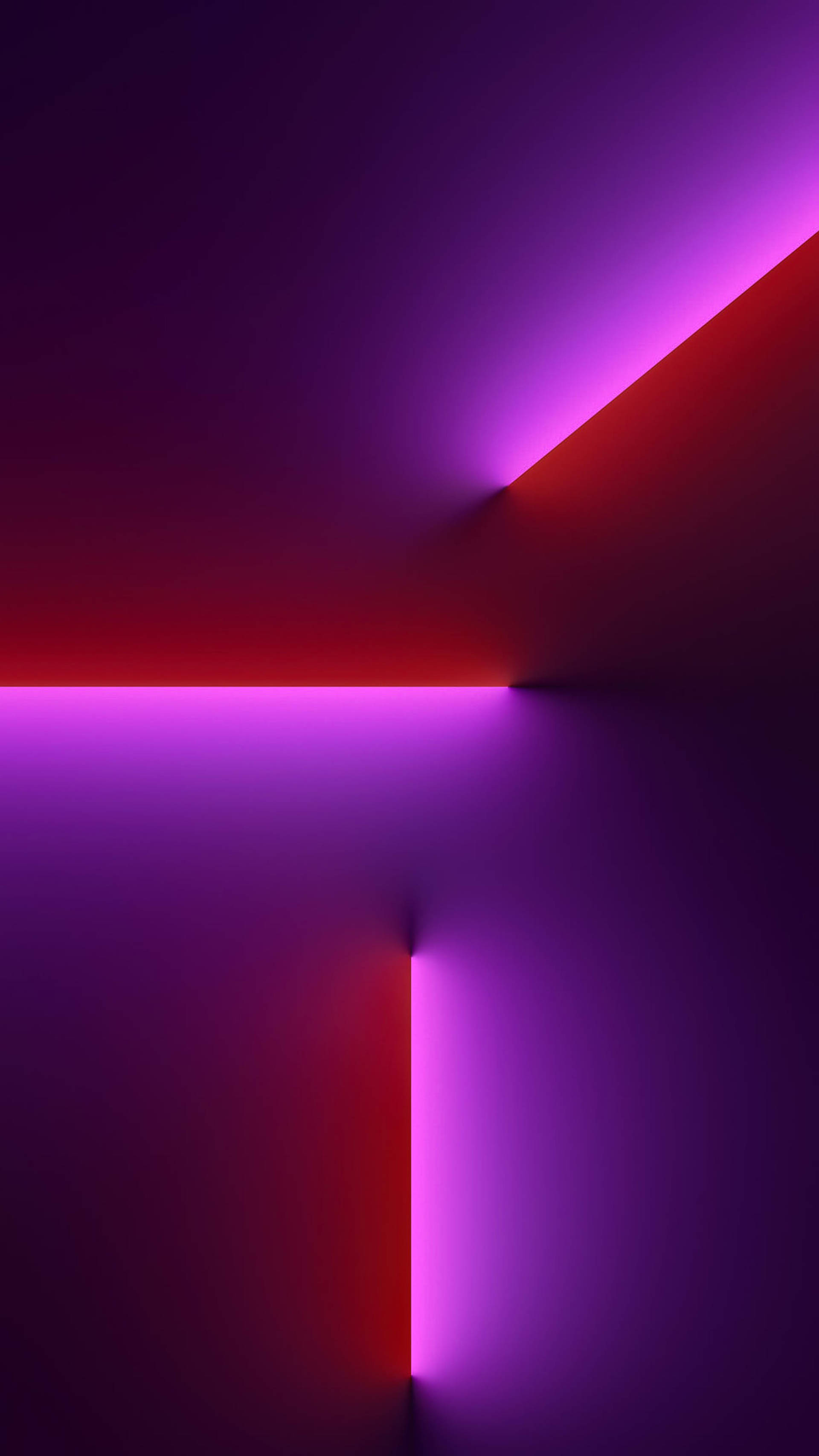 iPhone 13 Pro Max, neon purple, red light beams, 2K Phone Wallpaper