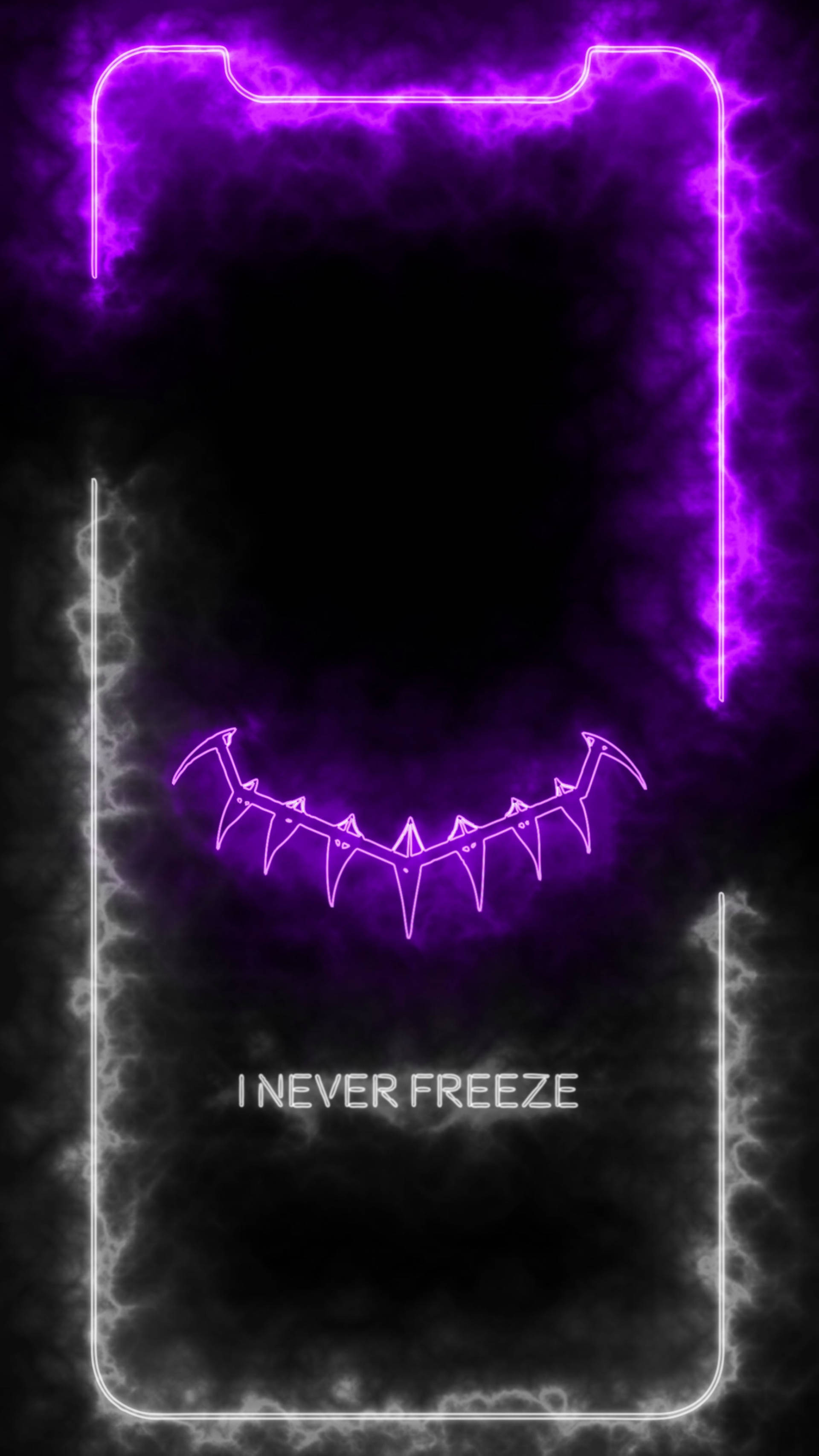 iPhone 13 Pro Max, lightning frame, glowing purple neon, 2K Phone Wallpaper