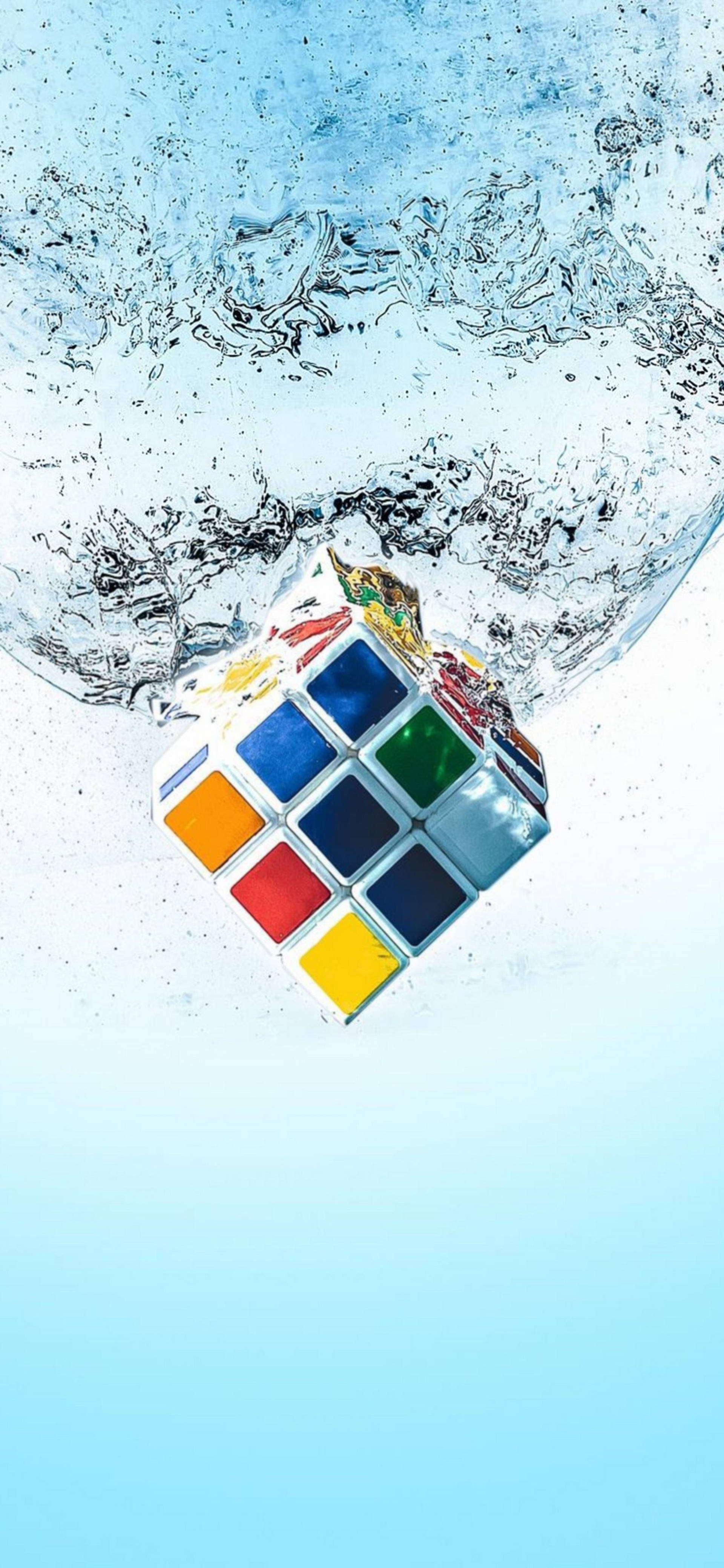 iPhone 13 Pro Max, Rubik's Cube, clear water, 4K Phone Wallpaper