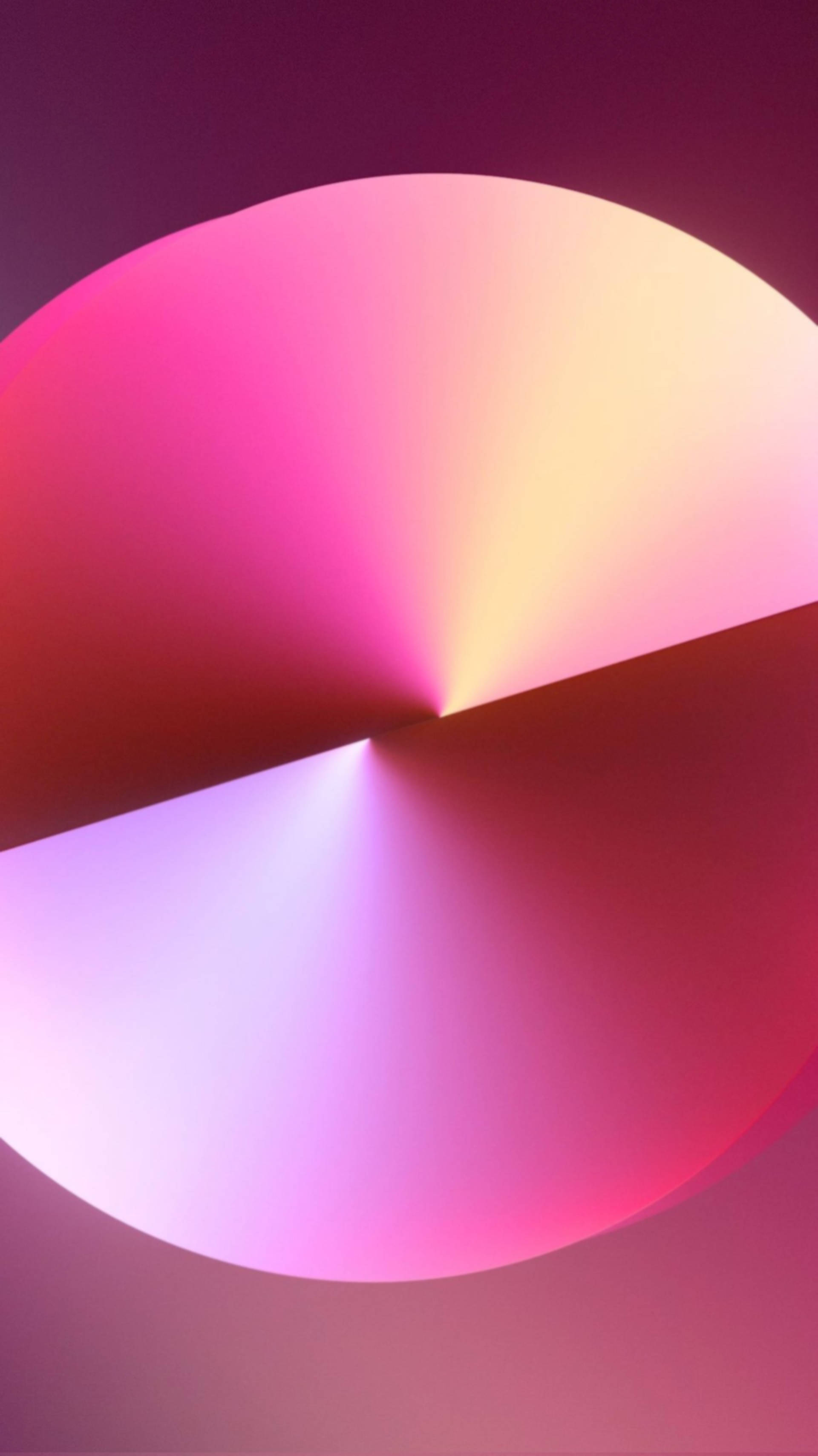 iPhone 13 Pro Max, pink disc, soft pink, 2K Phone Wallpaper