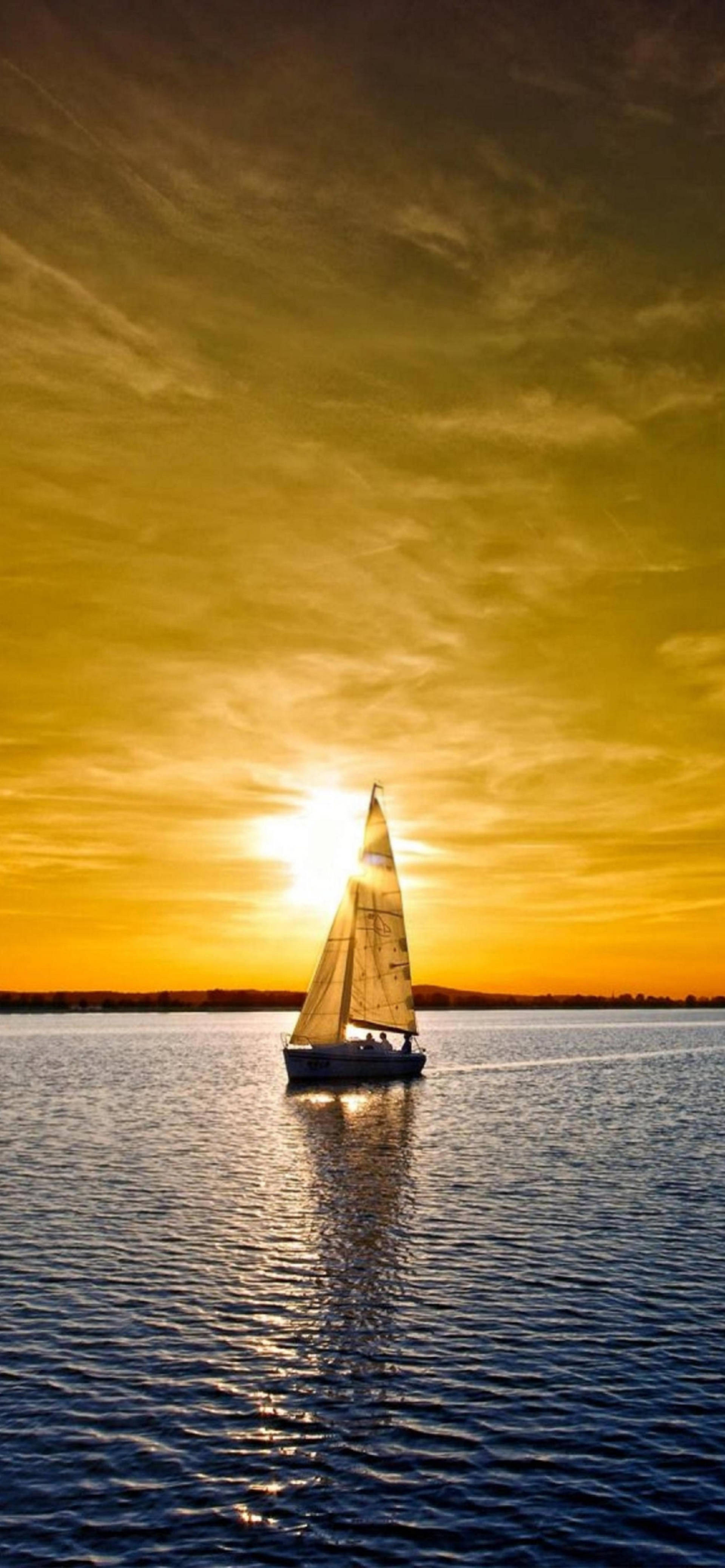iPhone 13 Pro Max, sailboat, calm waters, 4K Phone Wallpaper