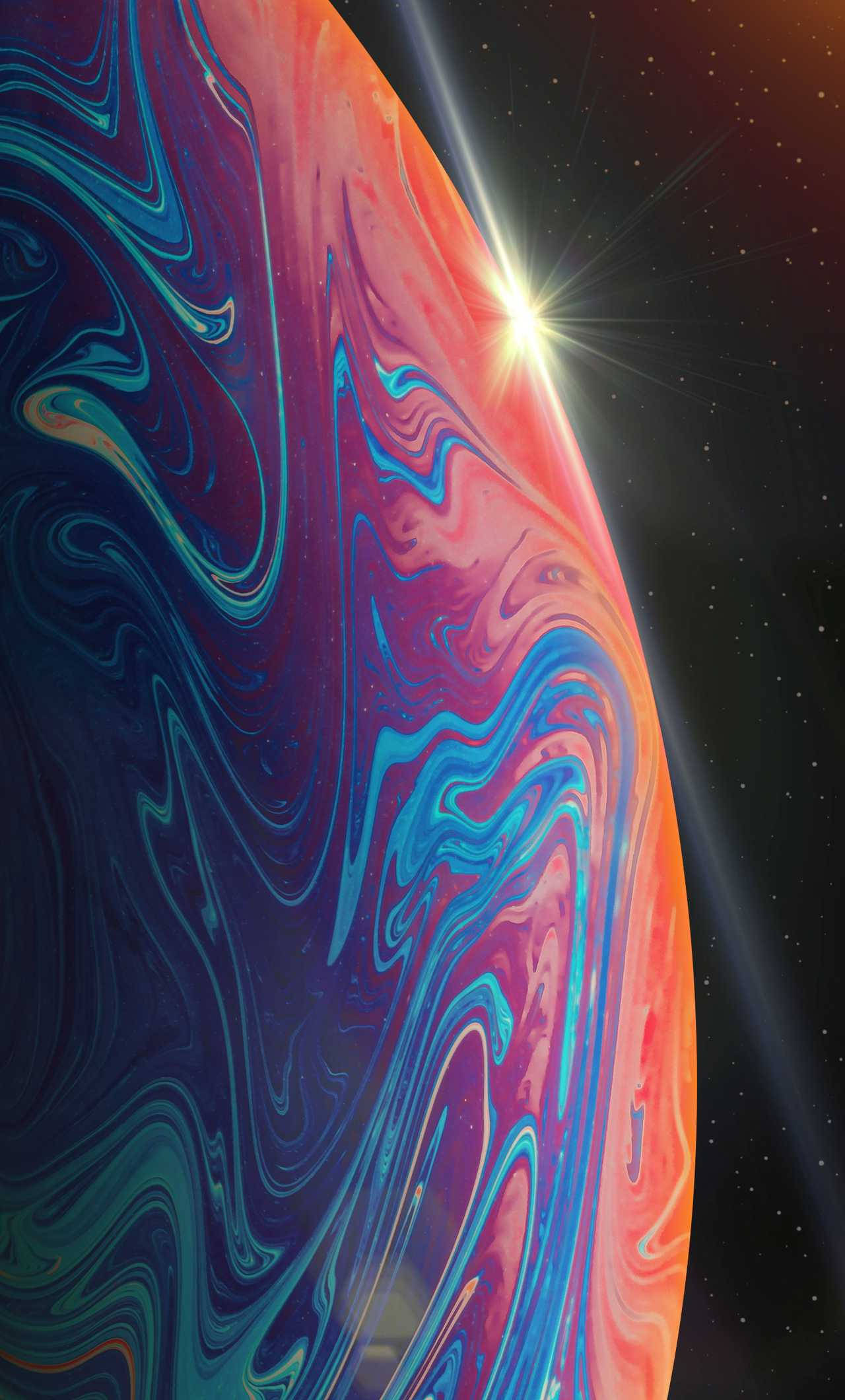 iPhone 13 Pro, Purple and Orange Planet Theme, red orange and blue hues, Full HD Phone Wallpaper