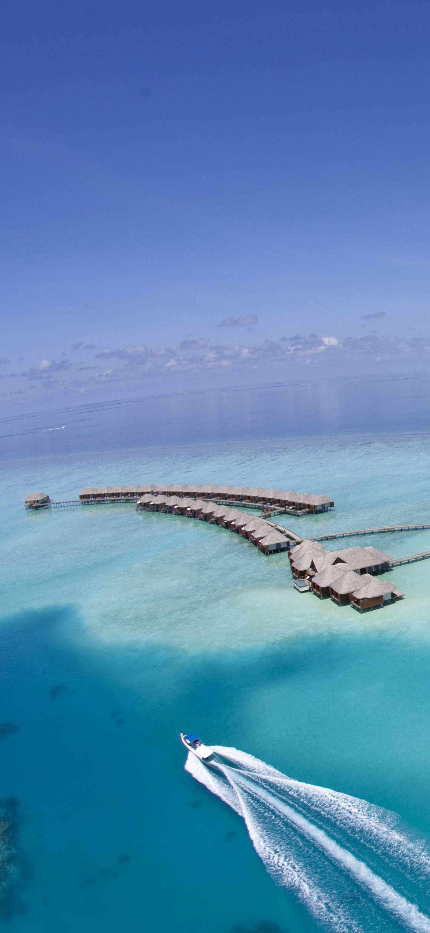 iPhone 13 Pro, blue sea maldives, turquoise lagoon, 2K Phone Wallpaper