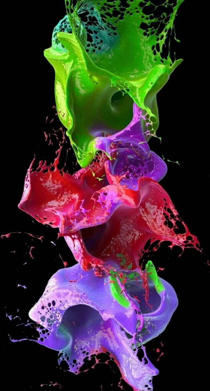 iPhone 13 Pro, neon paint splashes, stark black background, HD Phone Wallpaper