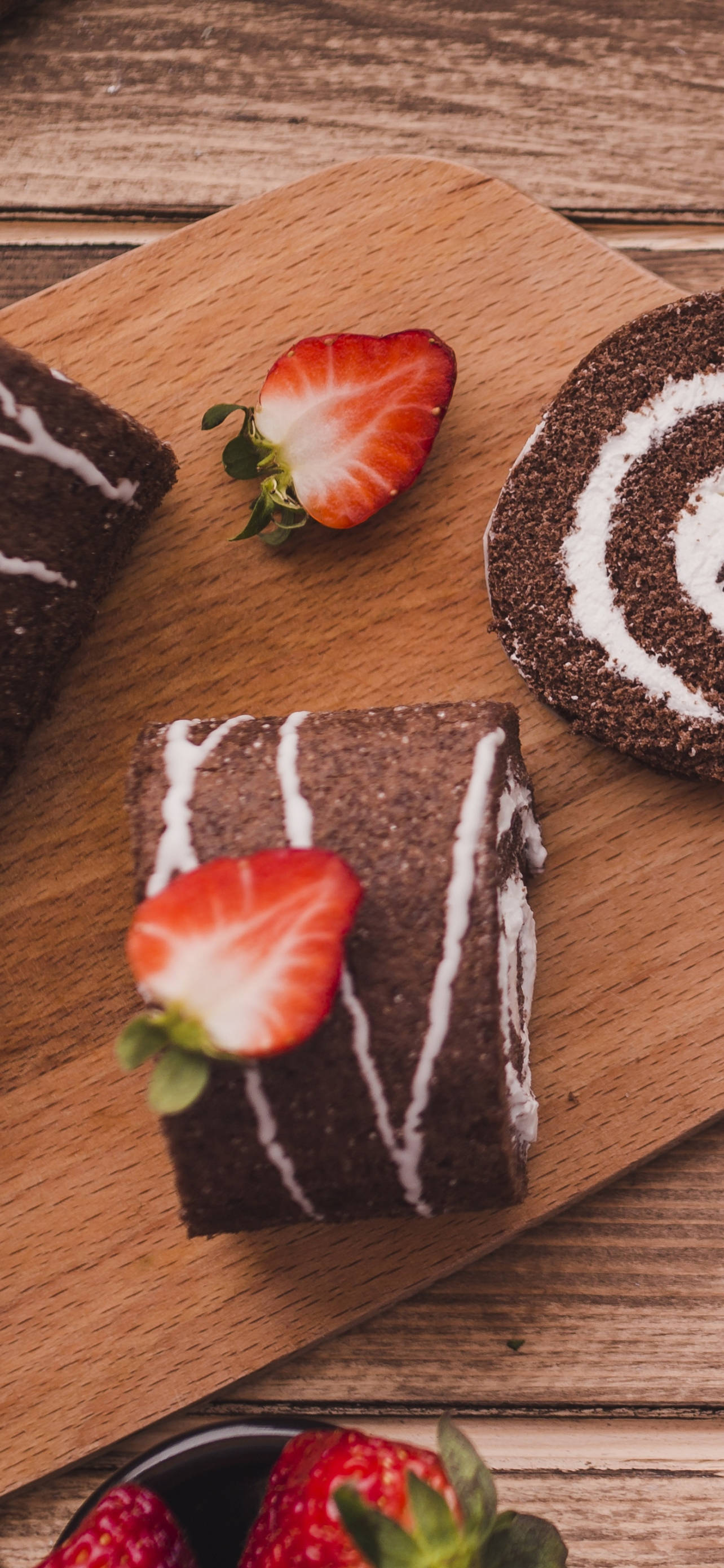 iPhone 13 Pro, chocolate cake roll, white icing, 2K Phone Wallpaper
