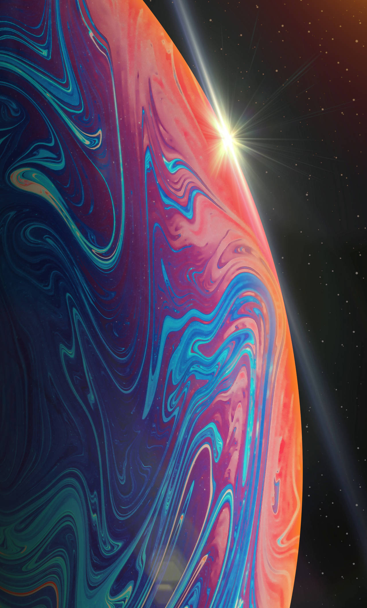 iPhone 13, iOS Purple Planet, vibrant red, Full HD Phone Wallpaper