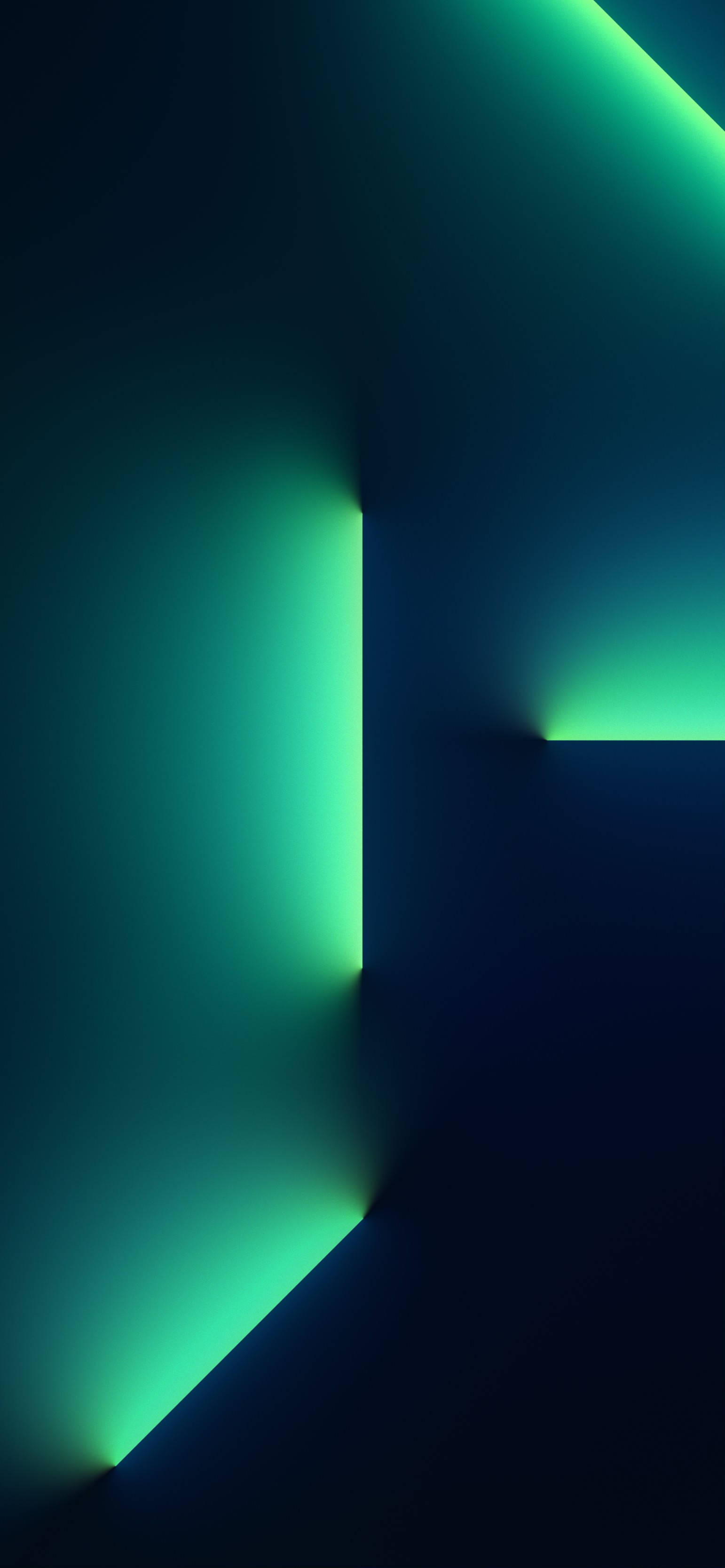 iPhone 13, Dark Green, Neon Light Beams, 2K Phone Wallpaper