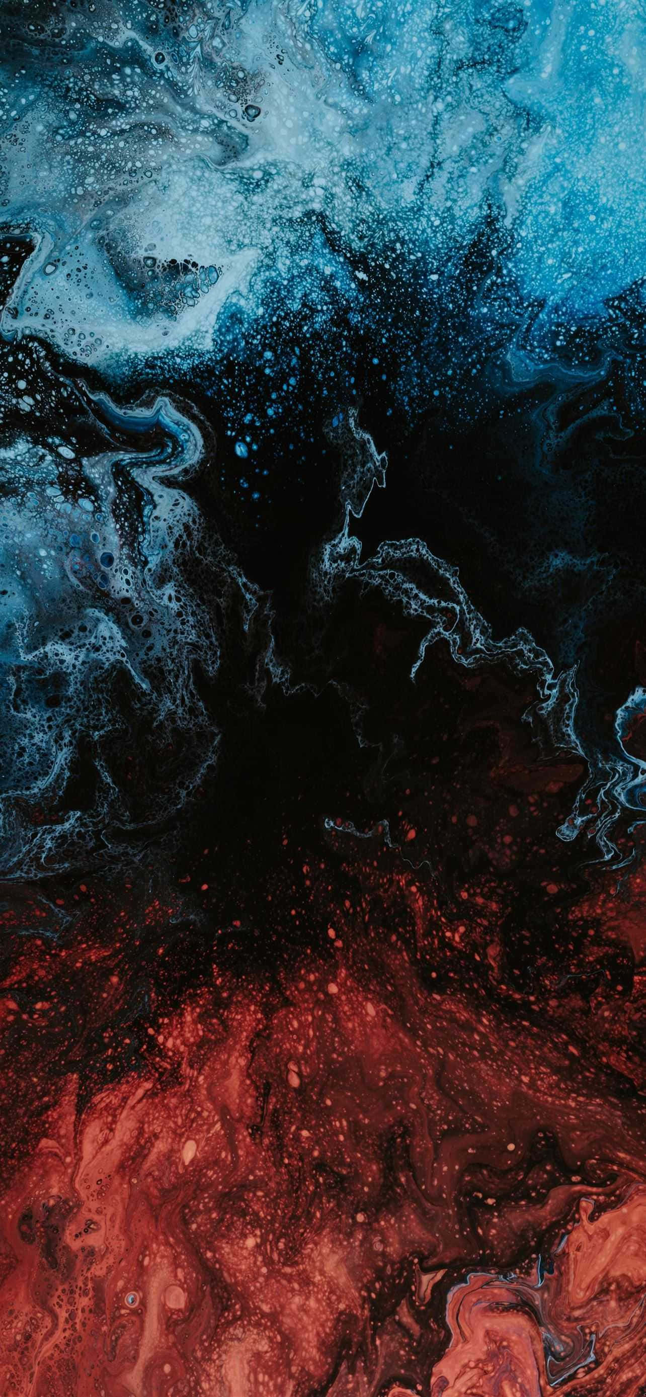 iPhone 14 Plus, deep red, electric blue, 2K Phone Wallpaper